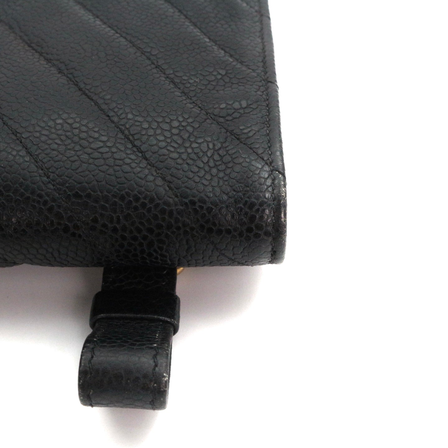 CHANEL Black Caviar Chevron Waist Bag with Gold Hardware [Used]
