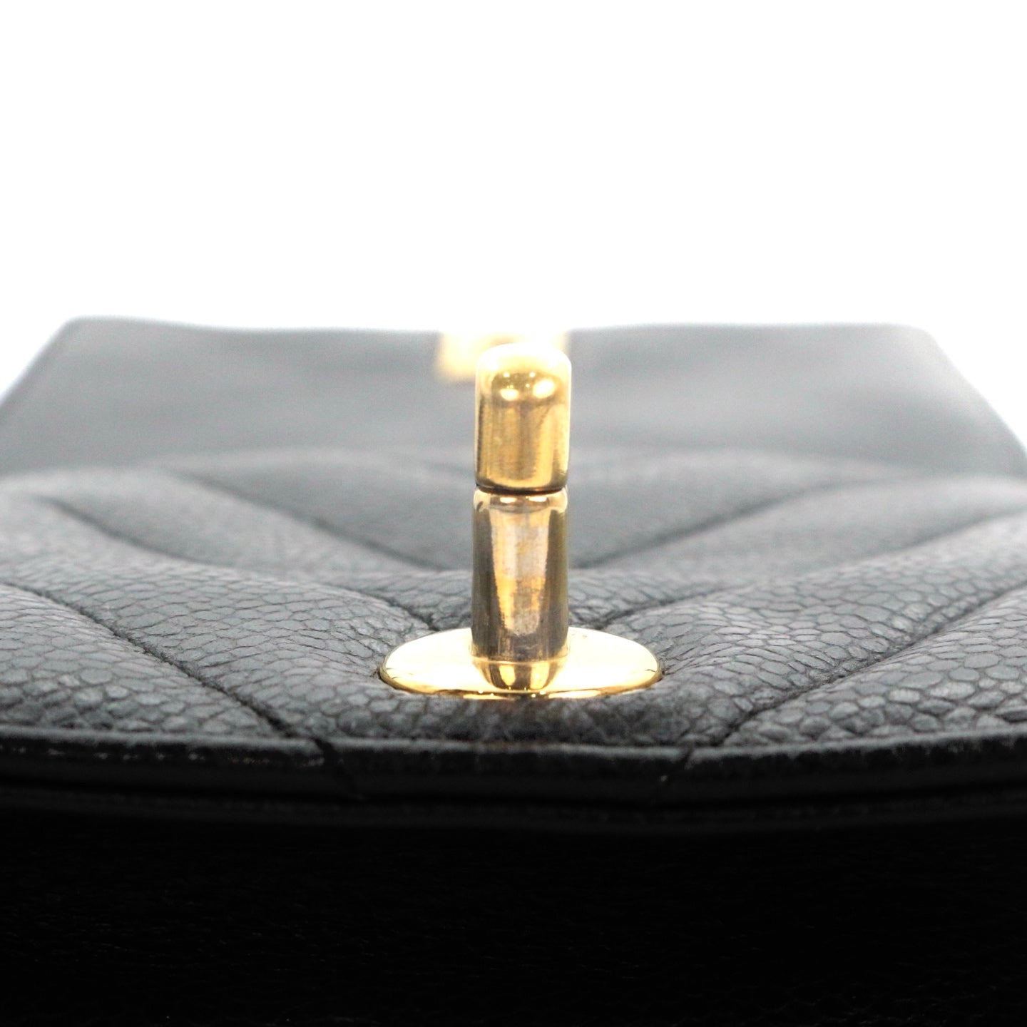 CHANEL Black Caviar Chevron Waist Bag with Gold Hardware [Used]