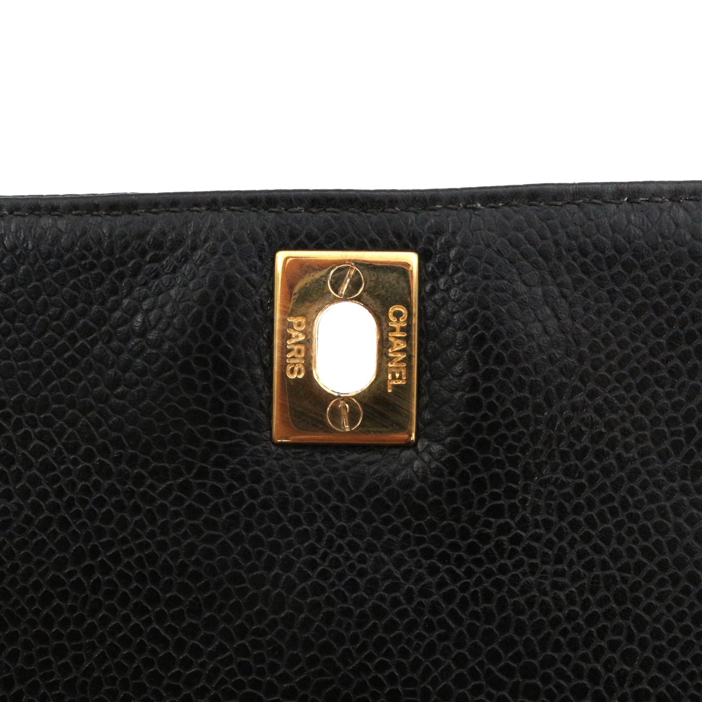 CHANEL Black Caviar Chevron Waist Bag with Gold Hardware [Used]