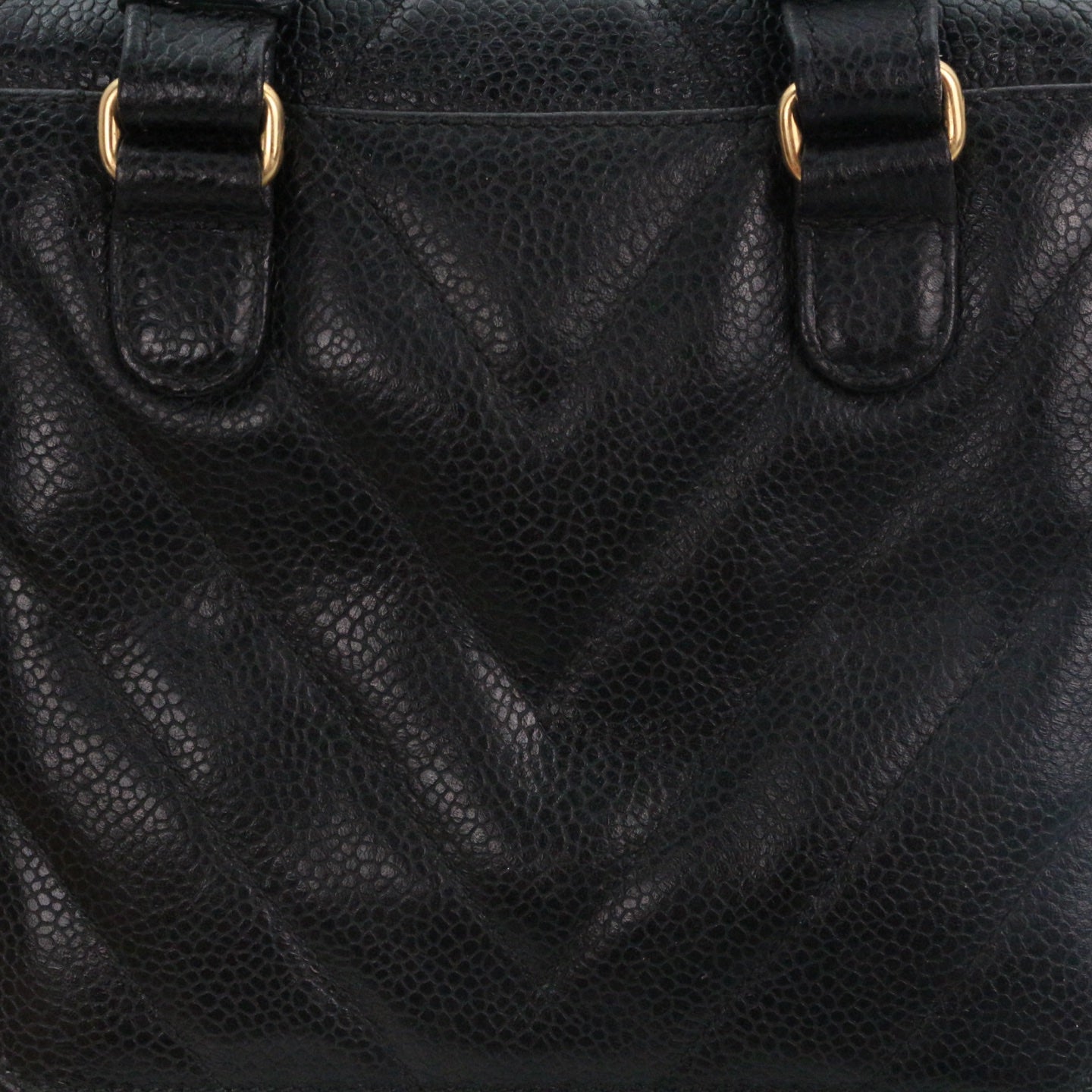 CHANEL Black Caviar Chevron Waist Bag with Gold Hardware [Used]