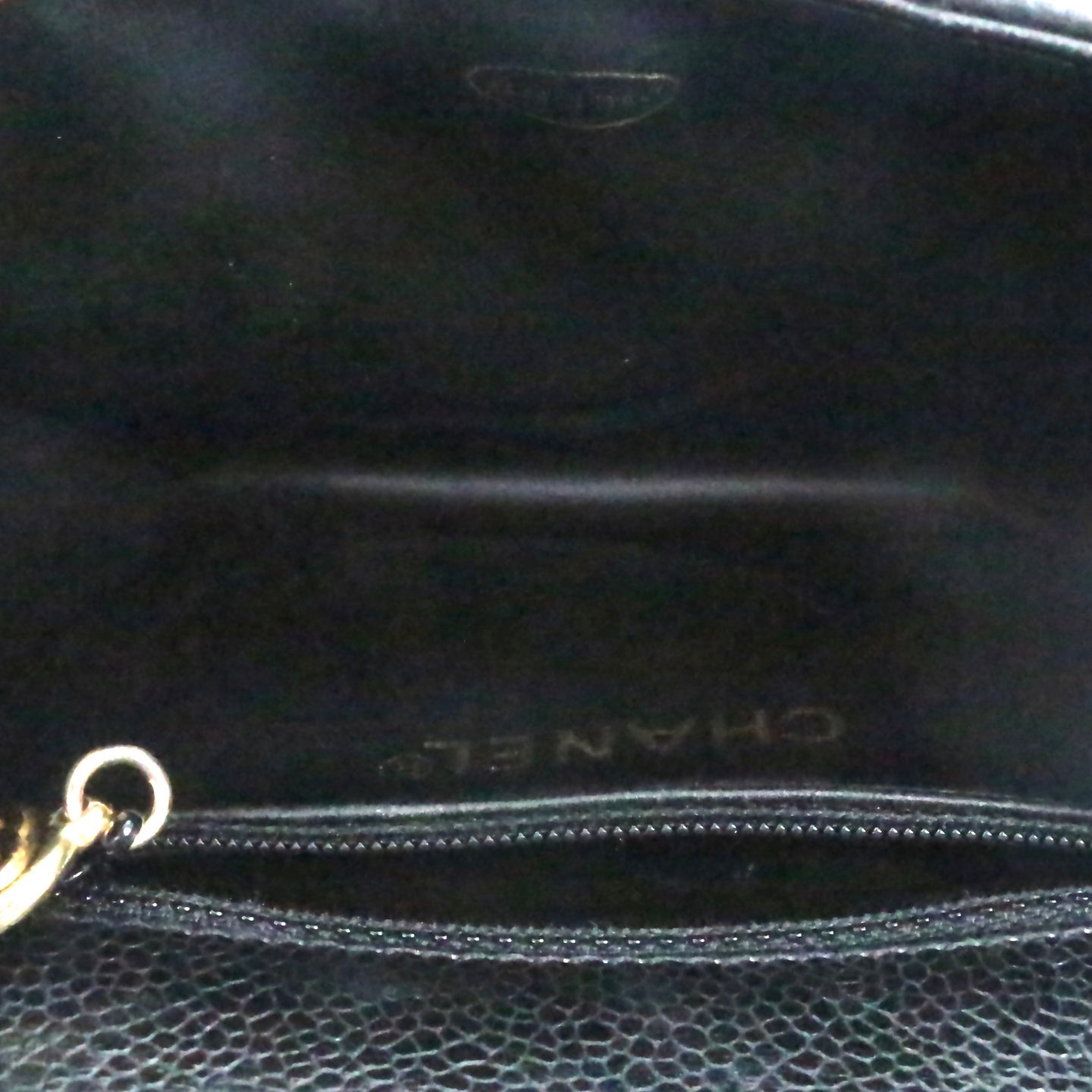 CHANEL Black Caviar Chevron Waist Bag with Gold Hardware [Used]
