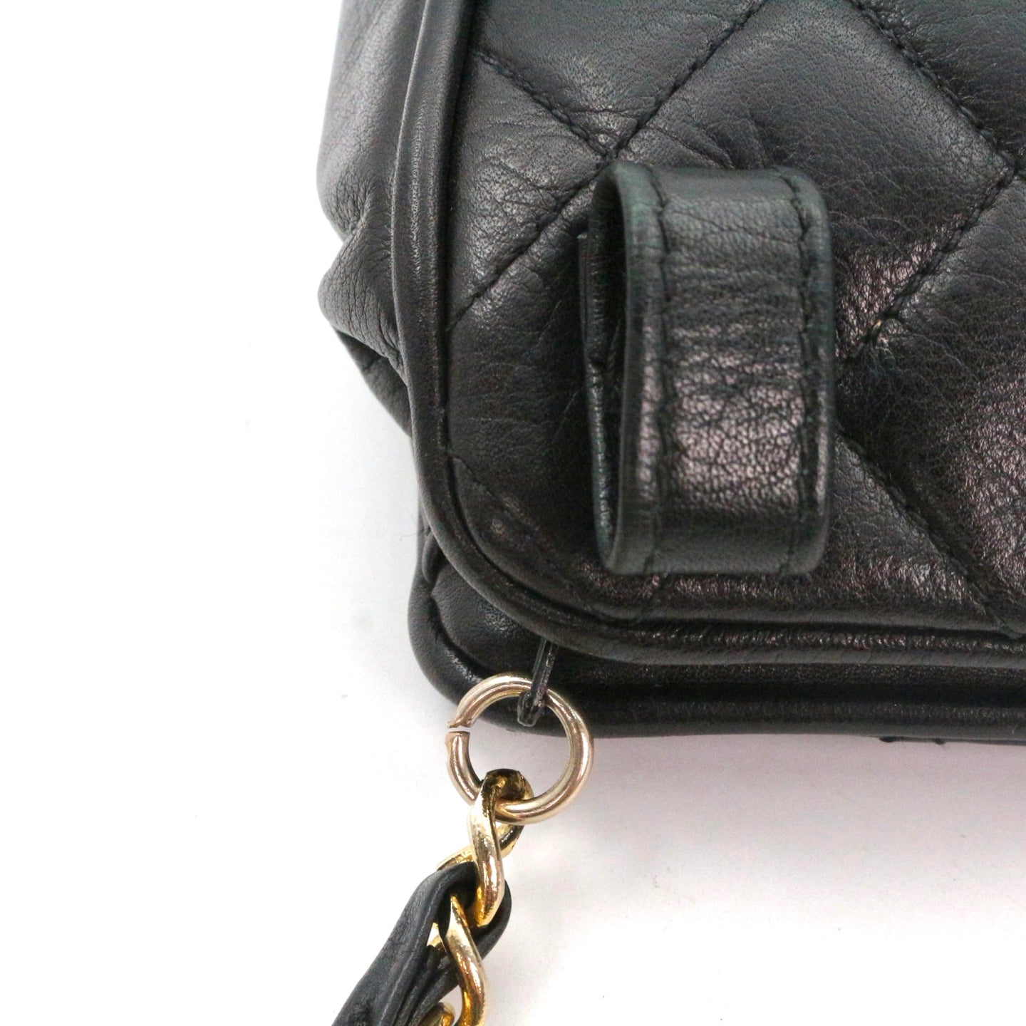 CHANEL Black Lambskin Quilted CC Charm Waist Bag with Gold Hardware [Used]