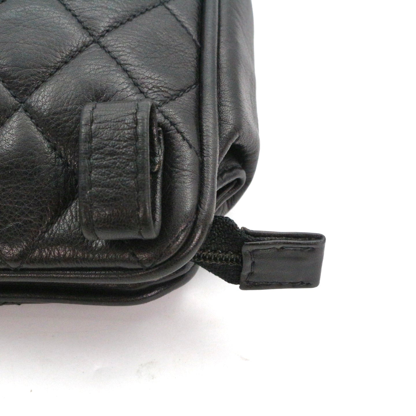 CHANEL Black Lambskin Quilted CC Charm Waist Bag with Gold Hardware [Used]