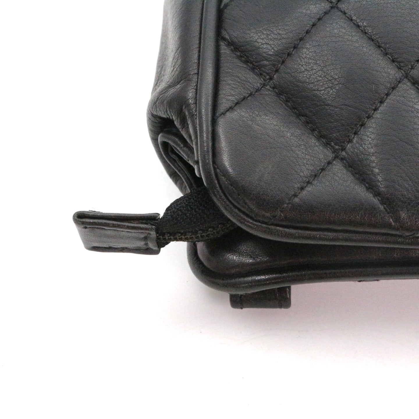 CHANEL Black Lambskin Quilted CC Charm Waist Bag with Gold Hardware [Used]