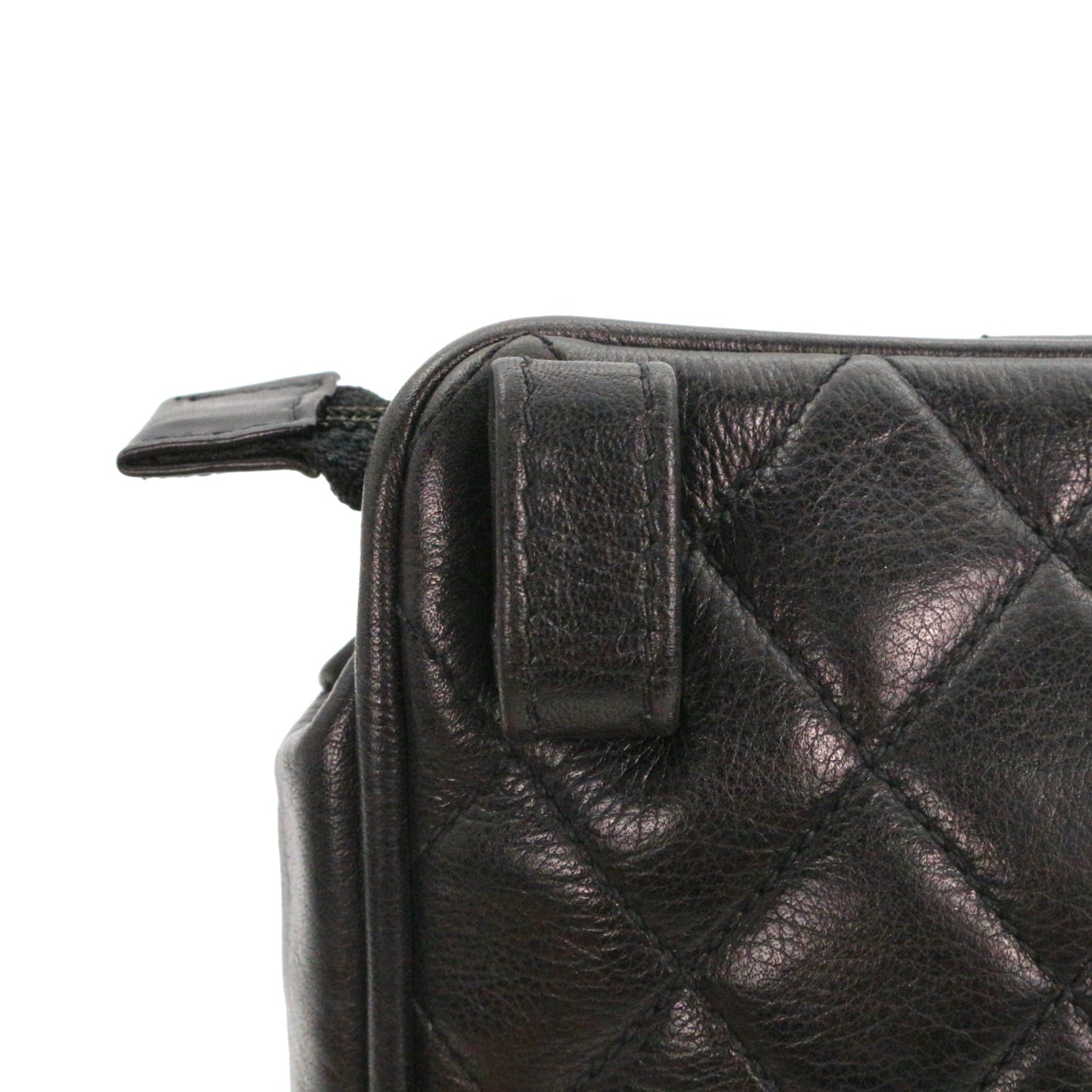 CHANEL Black Lambskin Quilted CC Charm Waist Bag with Gold Hardware [Used]