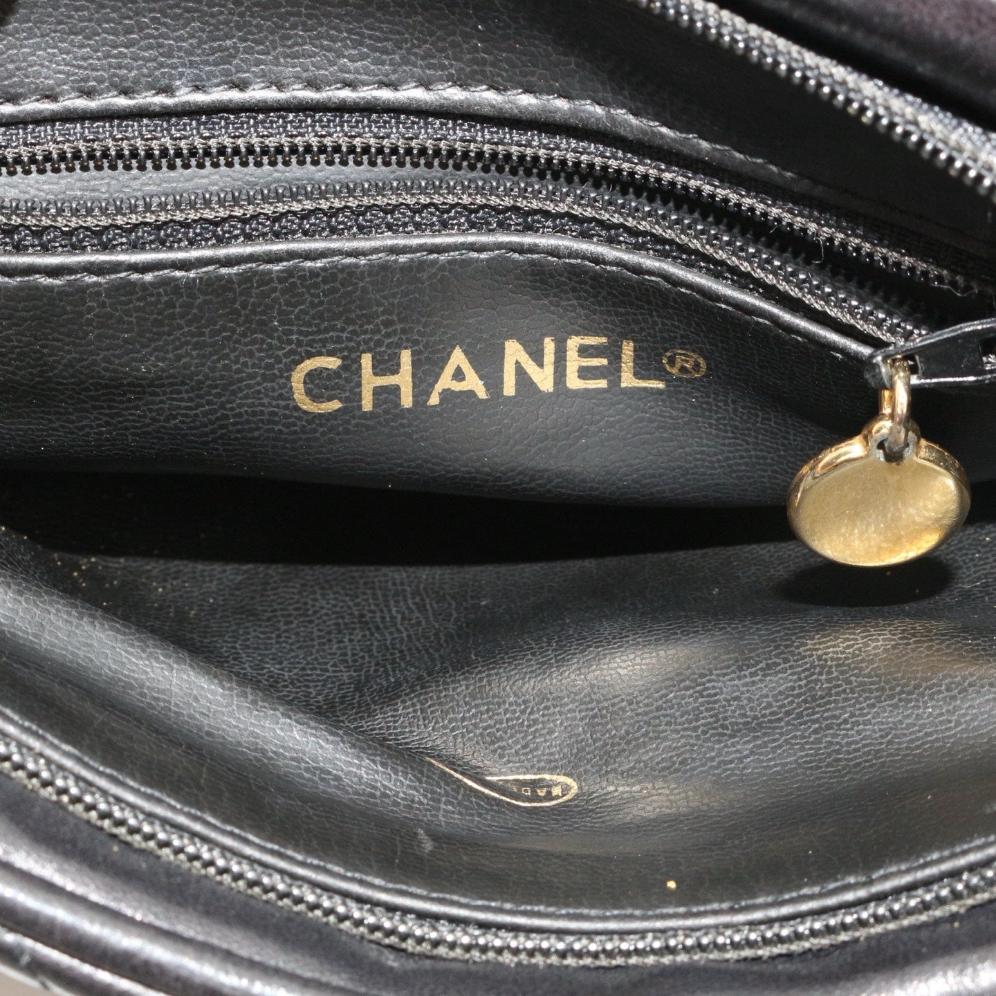 CHANEL Black Lambskin Quilted CC Charm Waist Bag with Gold Hardware [Used]