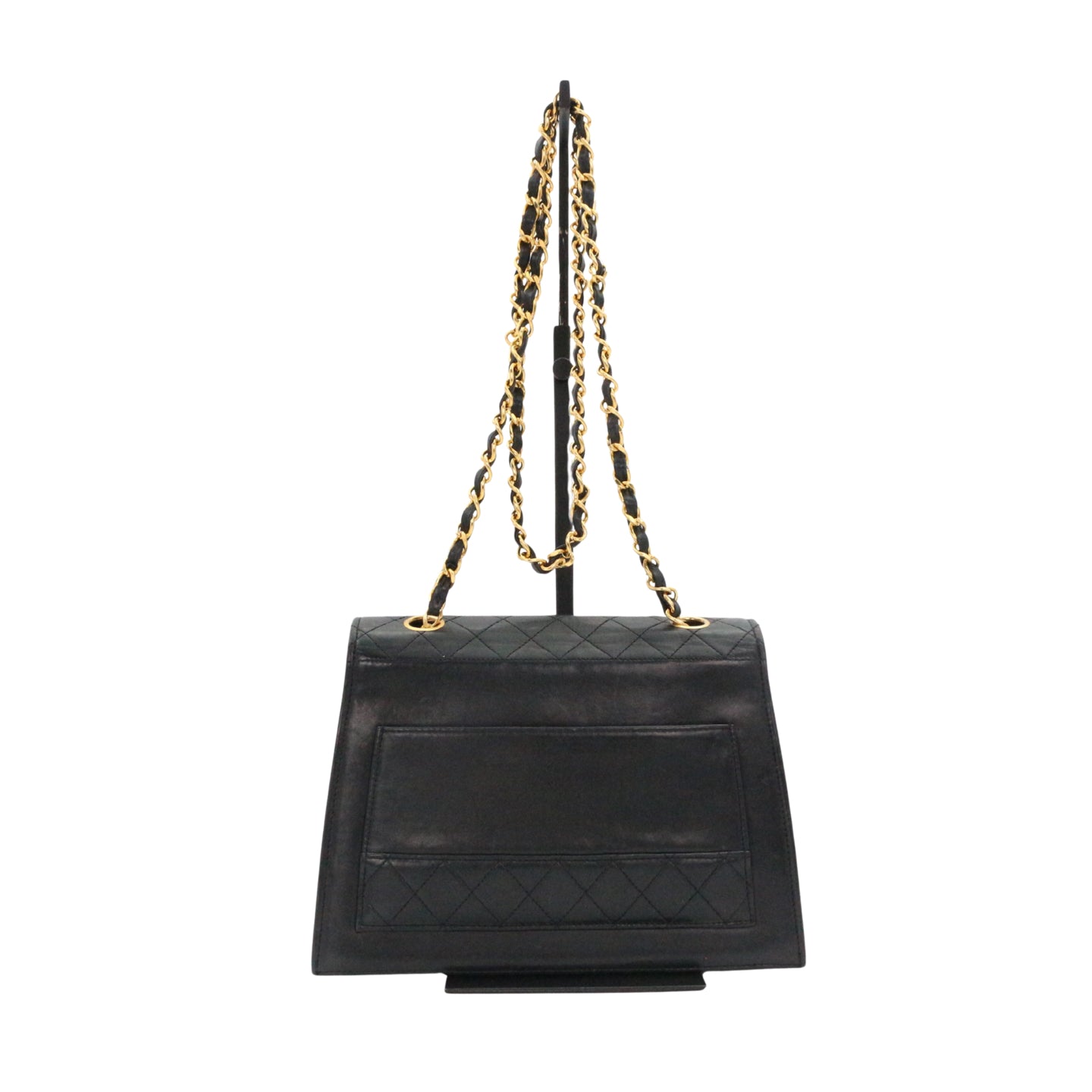 CHANEL Black Lambskin Quilted 2.55 Kelly-Style Chain Shoulder Bag with Card Holder [Used]