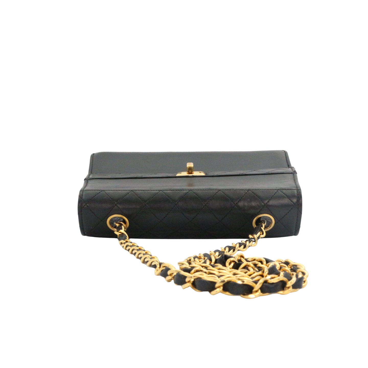 CHANEL Black Lambskin Quilted 2.55 Kelly-Style Chain Shoulder Bag with Card Holder [Used]