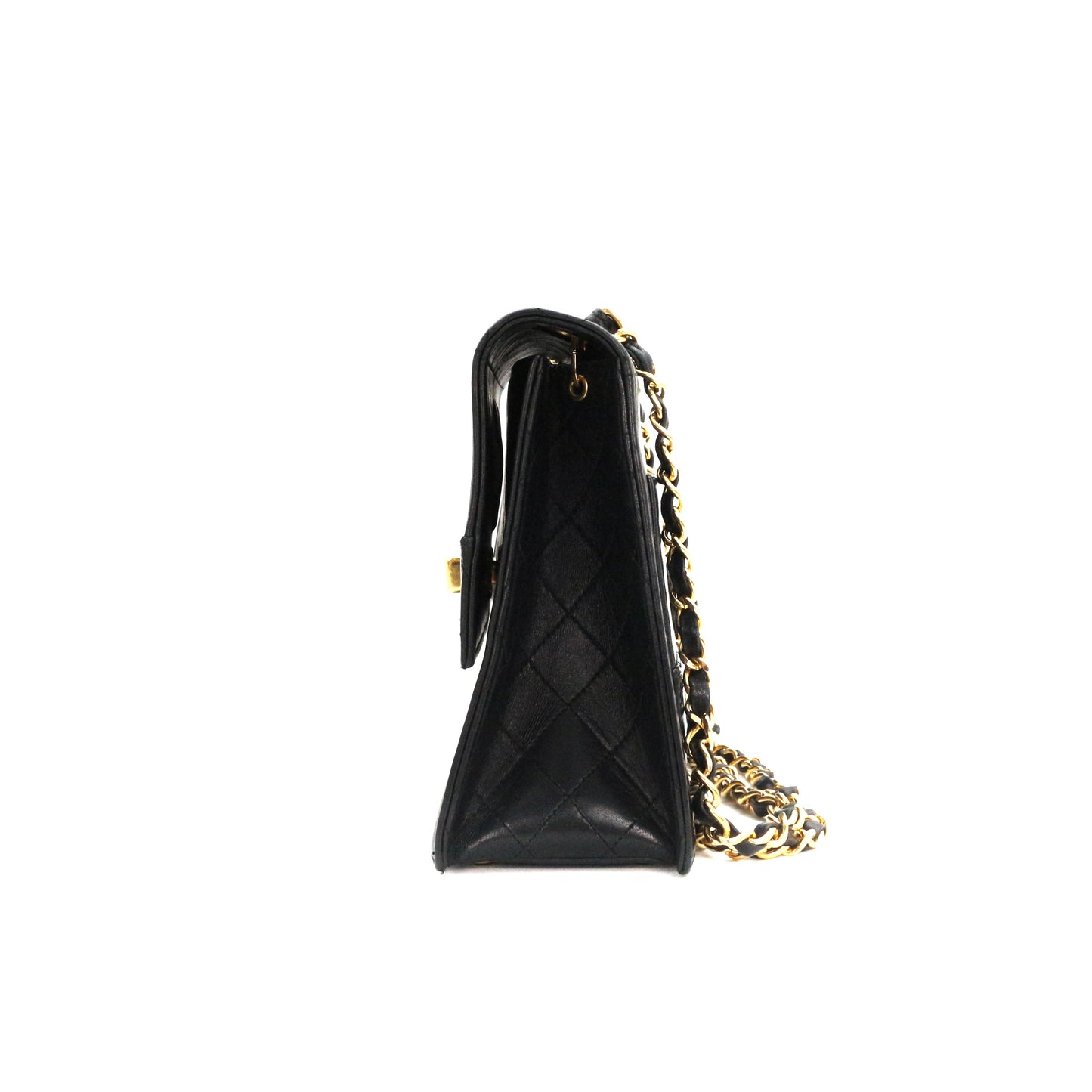 CHANEL Black Lambskin Quilted 2.55 Kelly-Style Chain Shoulder Bag with Card Holder [Used]