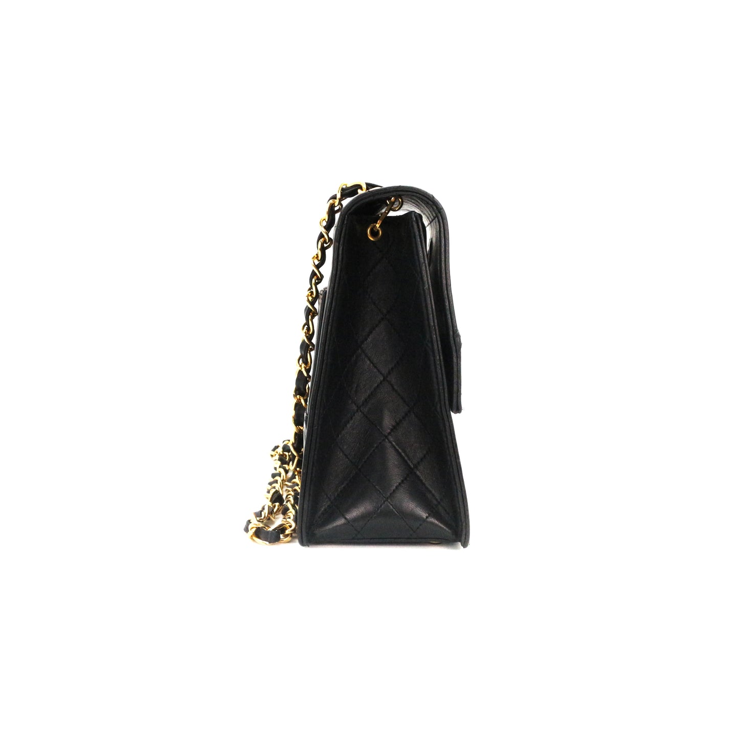 CHANEL Black Lambskin Quilted 2.55 Kelly-Style Chain Shoulder Bag with Card Holder [Used]