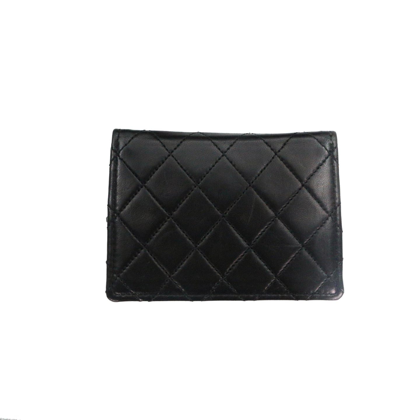 CHANEL Black Lambskin Quilted 2.55 Kelly-Style Chain Shoulder Bag with Card Holder [Used]