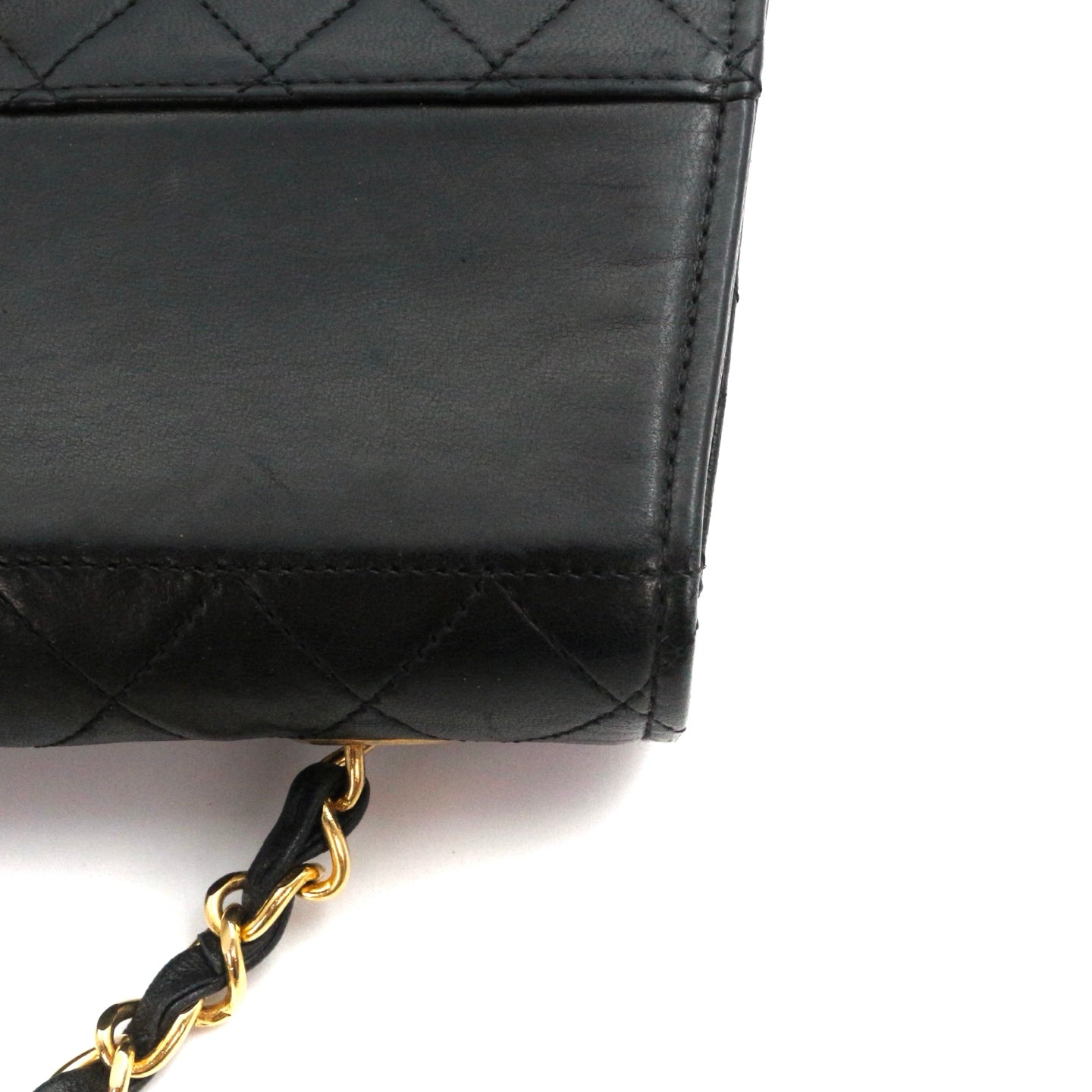 CHANEL Black Lambskin Quilted 2.55 Kelly-Style Chain Shoulder Bag with Card Holder [Used]