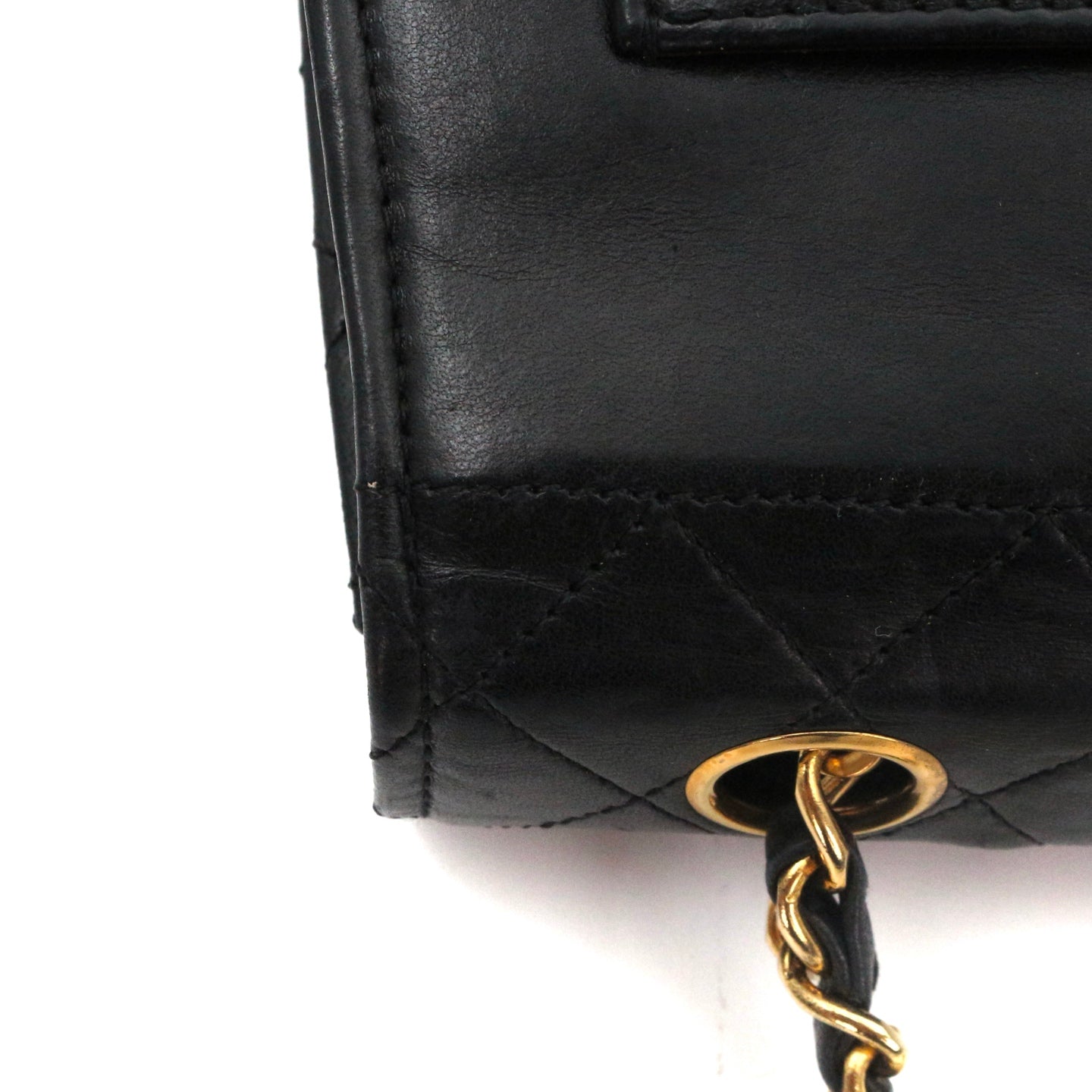 CHANEL Black Lambskin Quilted 2.55 Kelly-Style Chain Shoulder Bag with Card Holder [Used]