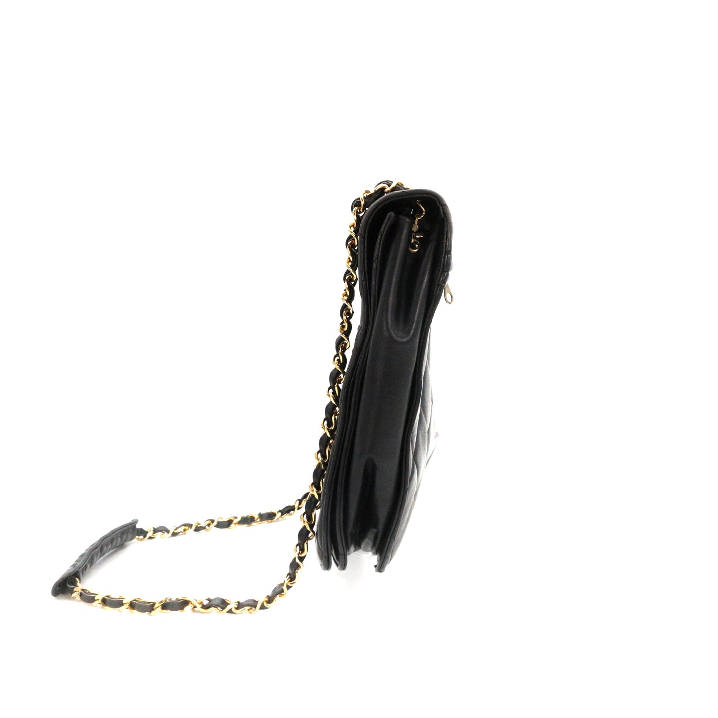 CHANEL Black Lambskin Quilted Large Flap Chain Shoulder Bag [Used]