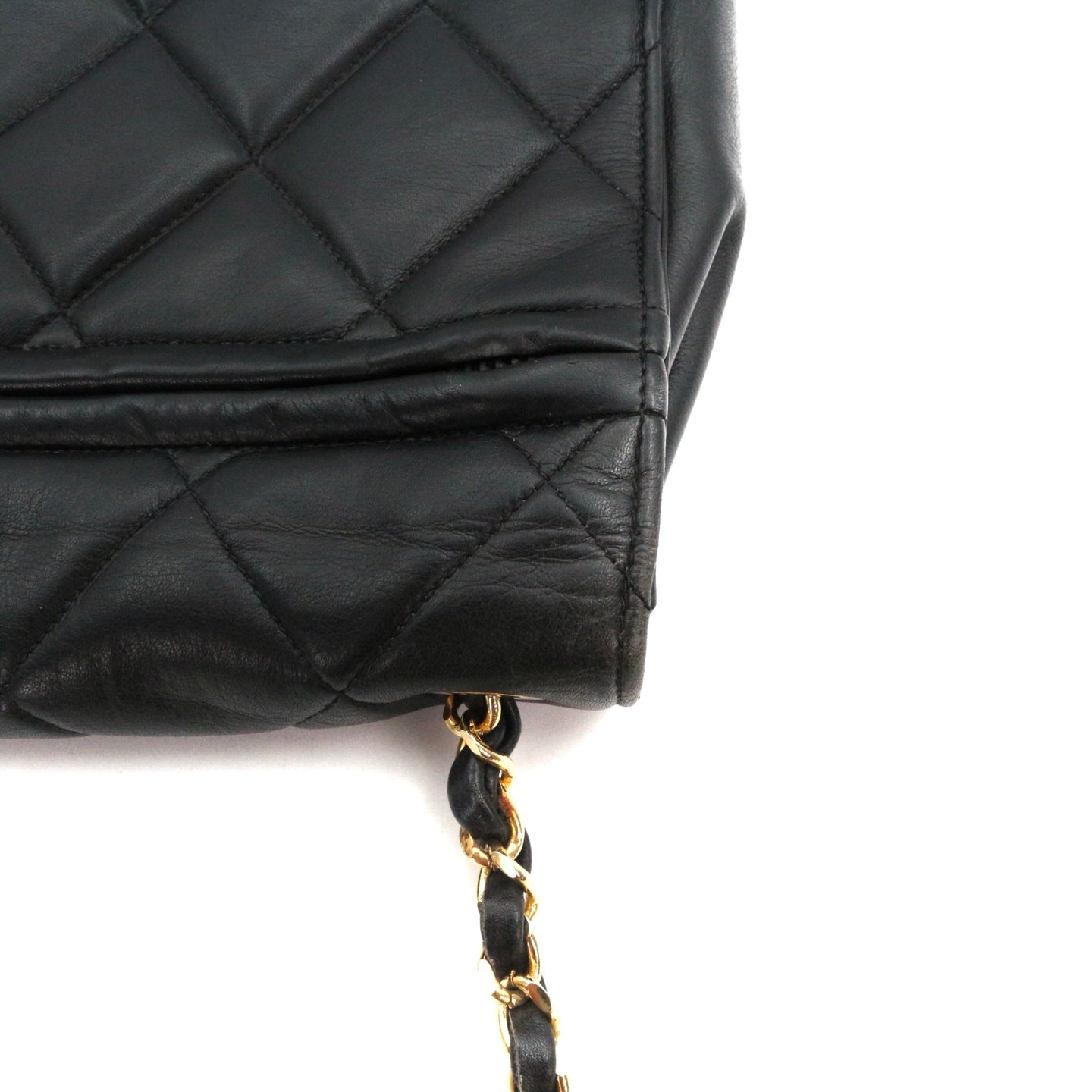 CHANEL Black Lambskin Quilted Large Flap Chain Shoulder Bag [Used]