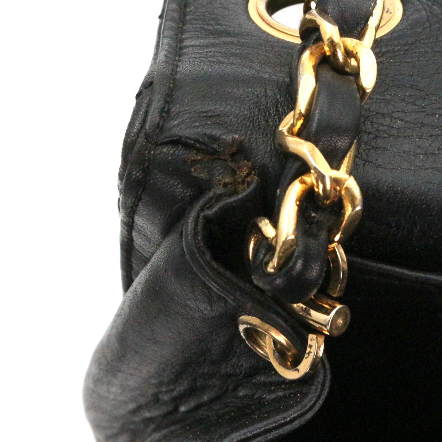 CHANEL Black Lambskin Quilted Large Flap Chain Shoulder Bag [Used]