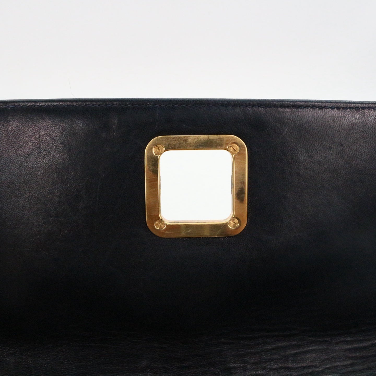 CHANEL Dark Navy Lambskin Chevron Chain Shoulder Bag with Gold Hardware [Used]