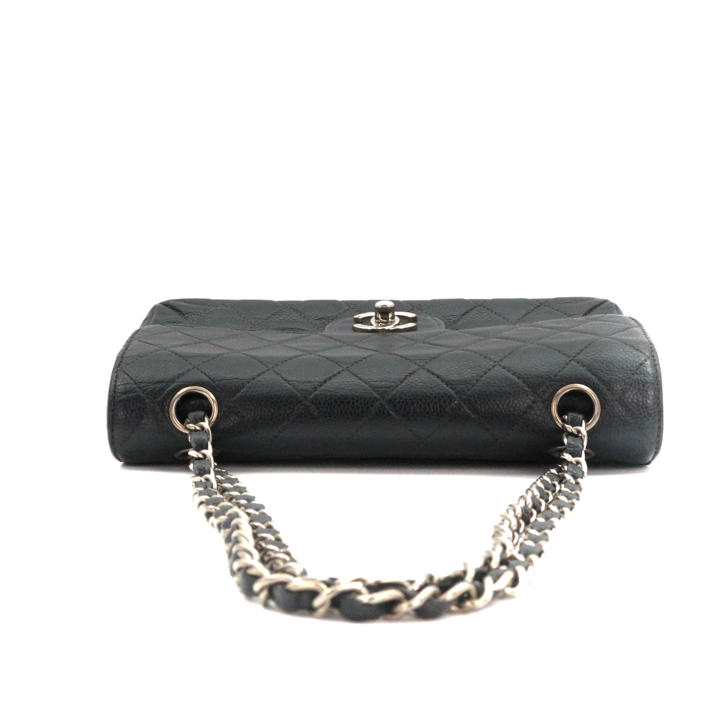CHANEL Black Caviar Classic Flap 23 Chain Shoulder Bag with Silver Hardware [Used]