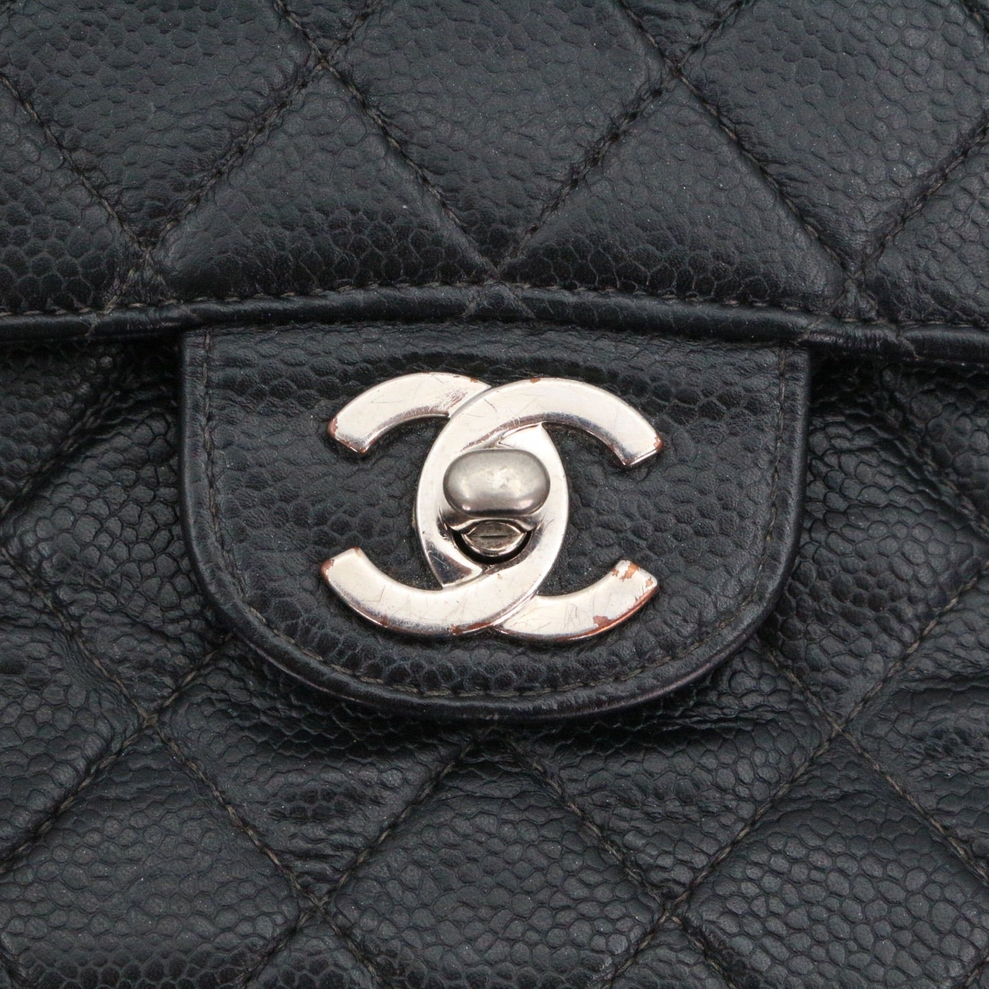 CHANEL Black Caviar Classic Flap 23 Chain Shoulder Bag with Silver Hardware [Used]