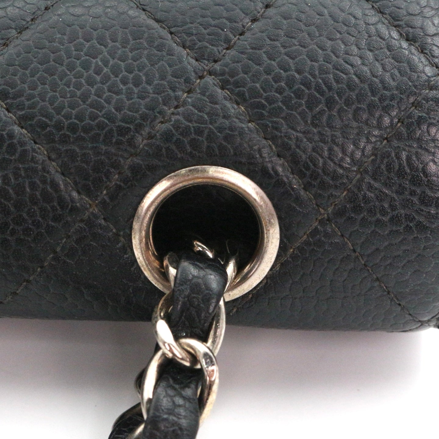 CHANEL Black Caviar Classic Flap 23 Chain Shoulder Bag with Silver Hardware [Used]