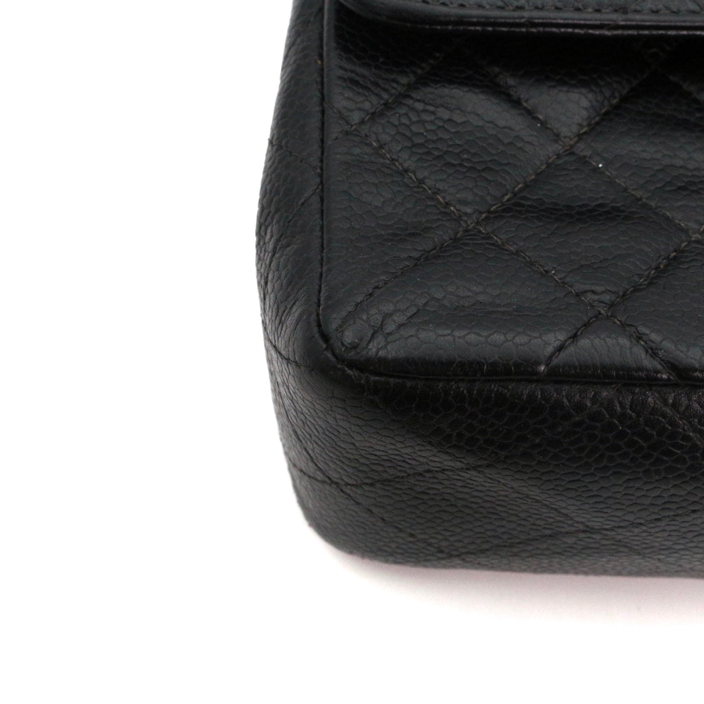 CHANEL Black Caviar Classic Flap 23 Chain Shoulder Bag with Silver Hardware [Used]