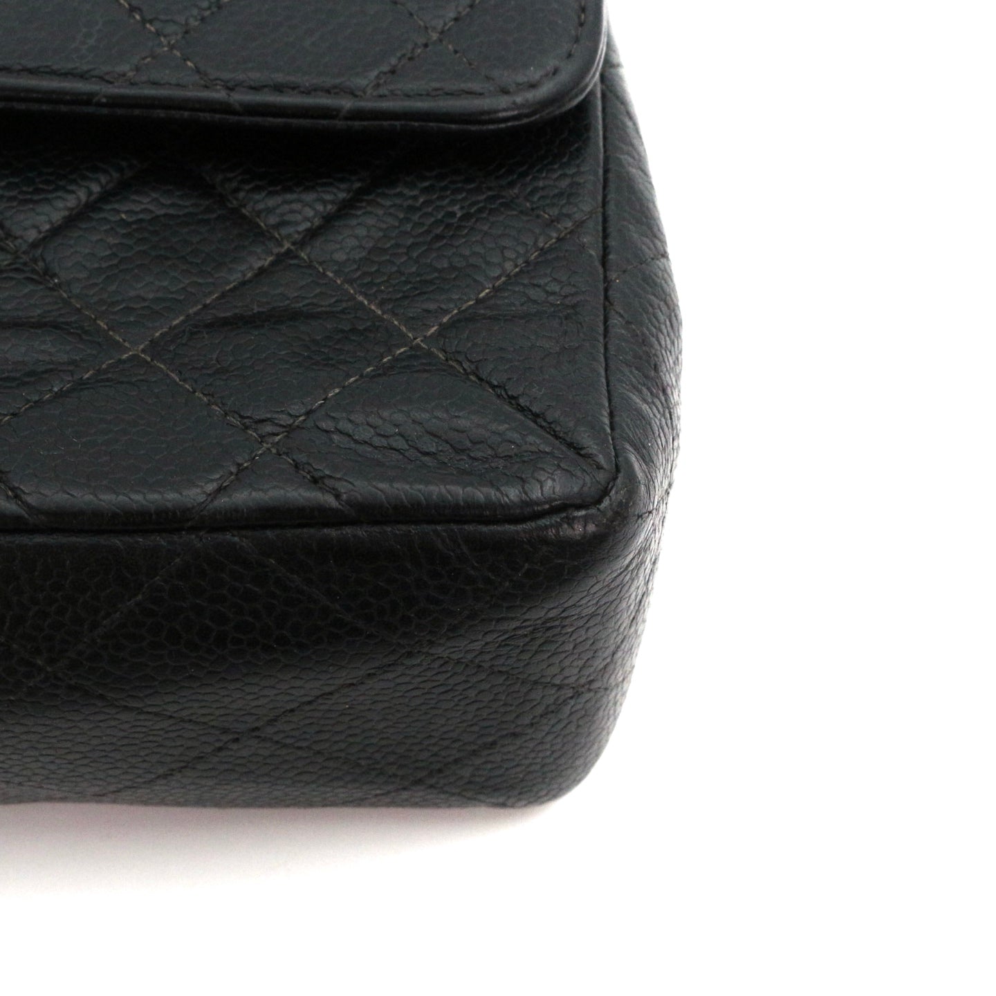 CHANEL Black Caviar Classic Flap 23 Chain Shoulder Bag with Silver Hardware [Used]