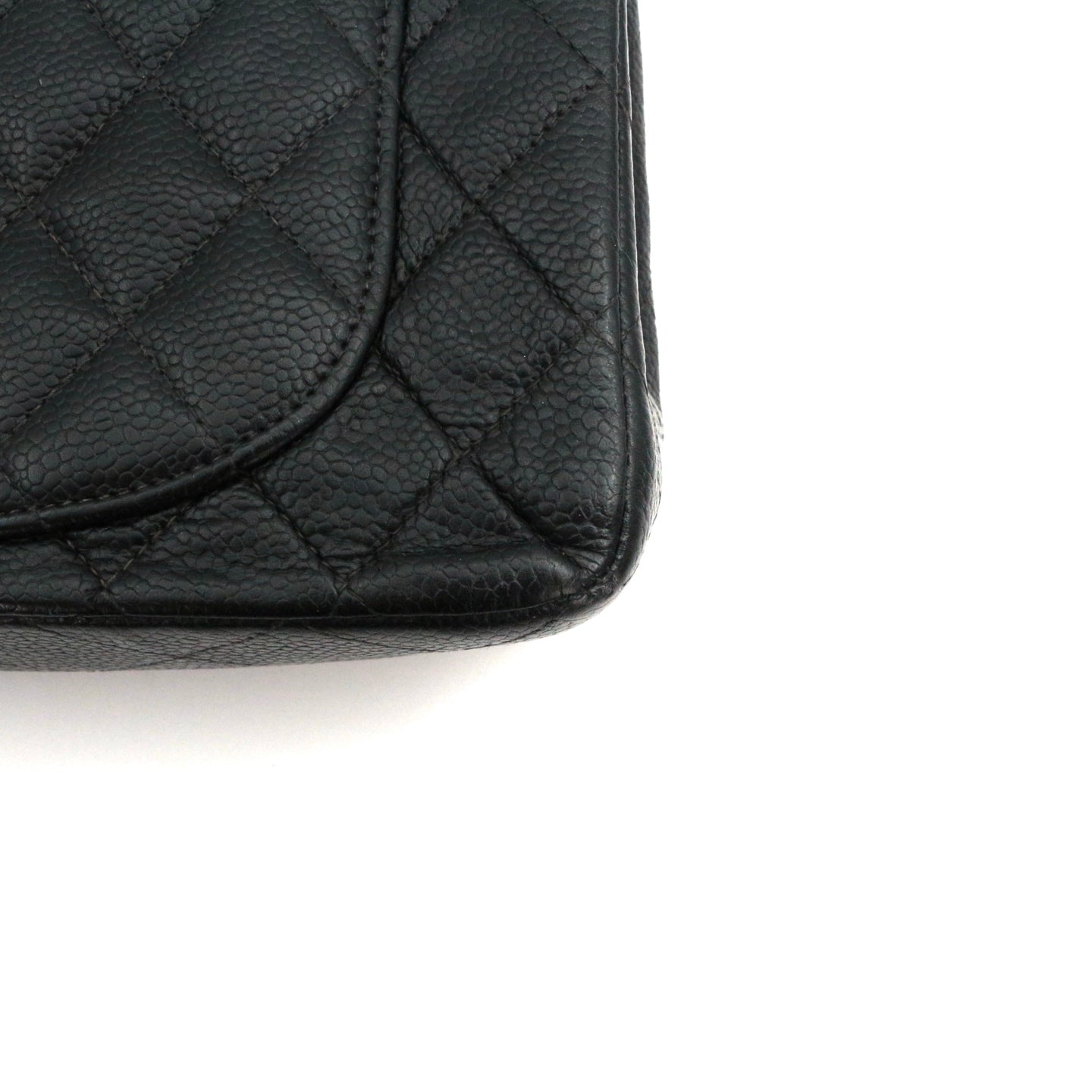 CHANEL Black Caviar Classic Flap 23 Chain Shoulder Bag with Silver Hardware [Used]