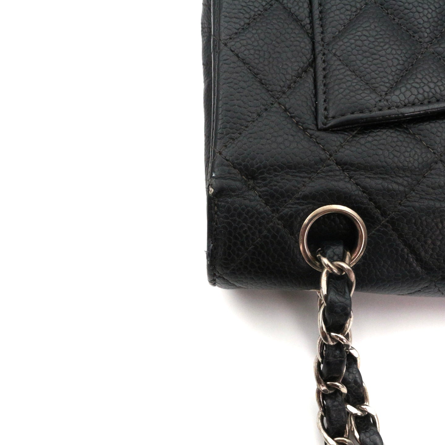 CHANEL Black Caviar Classic Flap 23 Chain Shoulder Bag with Silver Hardware [Used]