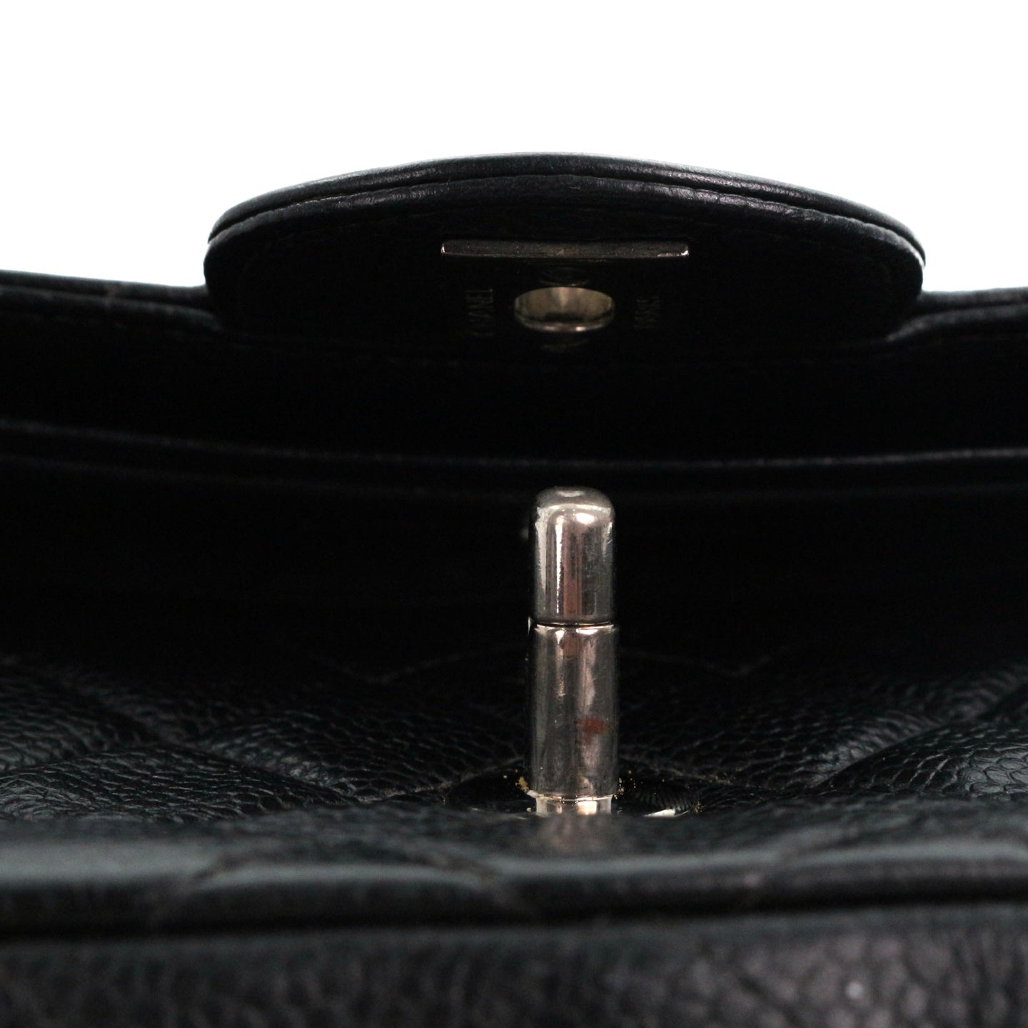 CHANEL Black Caviar Classic Flap 23 Chain Shoulder Bag with Silver Hardware [Used]