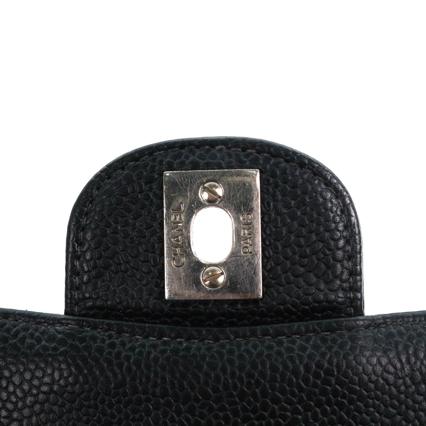 CHANEL Black Caviar Classic Flap 23 Chain Shoulder Bag with Silver Hardware [Used]