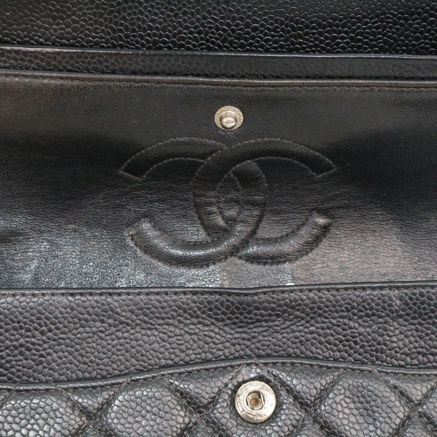 CHANEL Black Caviar Classic Flap 23 Chain Shoulder Bag with Silver Hardware [Used]