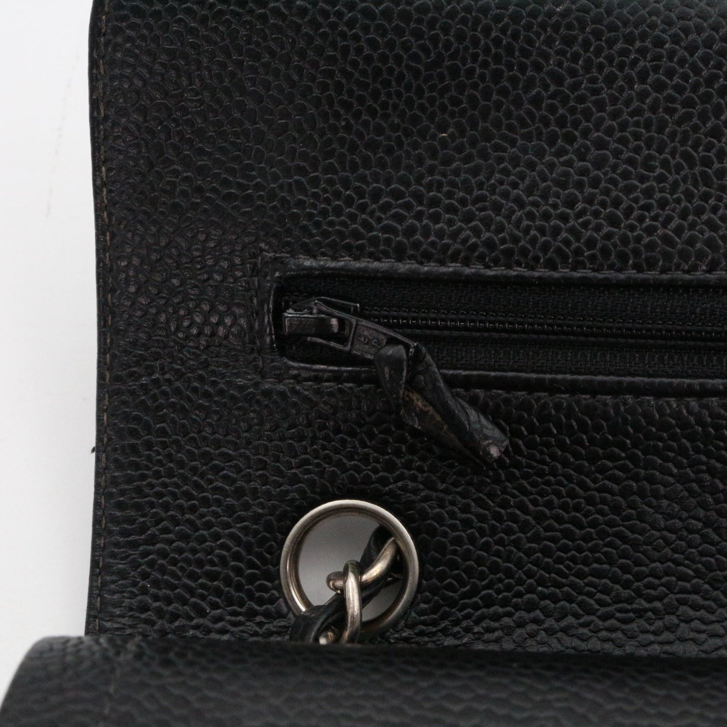 CHANEL Black Caviar Classic Flap 23 Chain Shoulder Bag with Silver Hardware [Used]