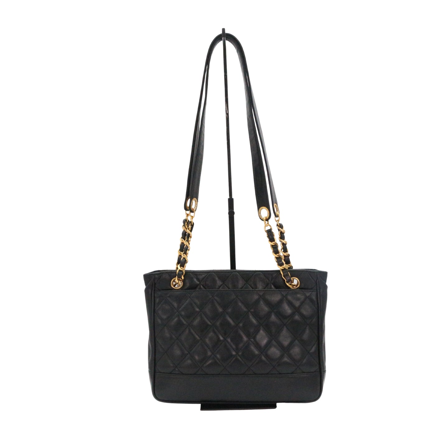 CHANEL Black Lambskin Quilted Golden Ball Tote Shoulder Bag [Used]