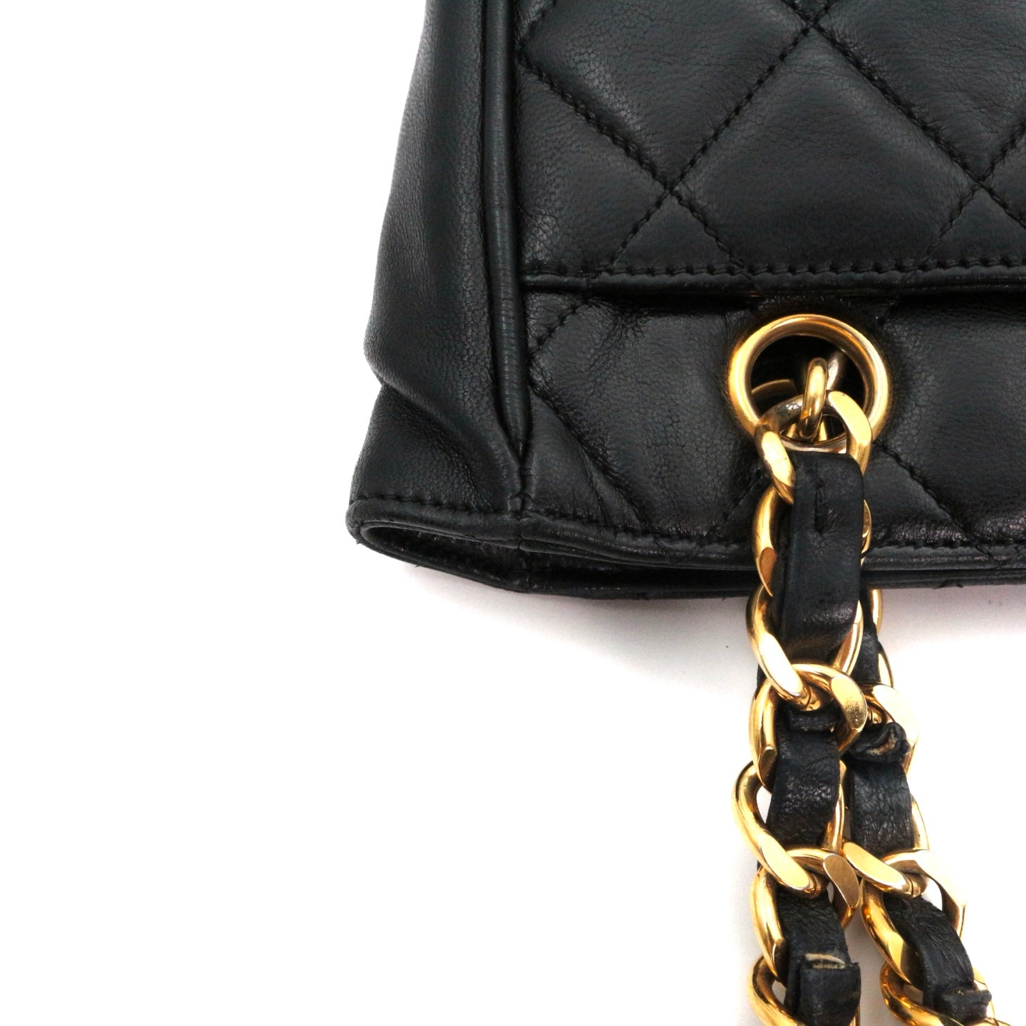 CHANEL Black Lambskin Quilted Golden Ball Tote Shoulder Bag [Used]
