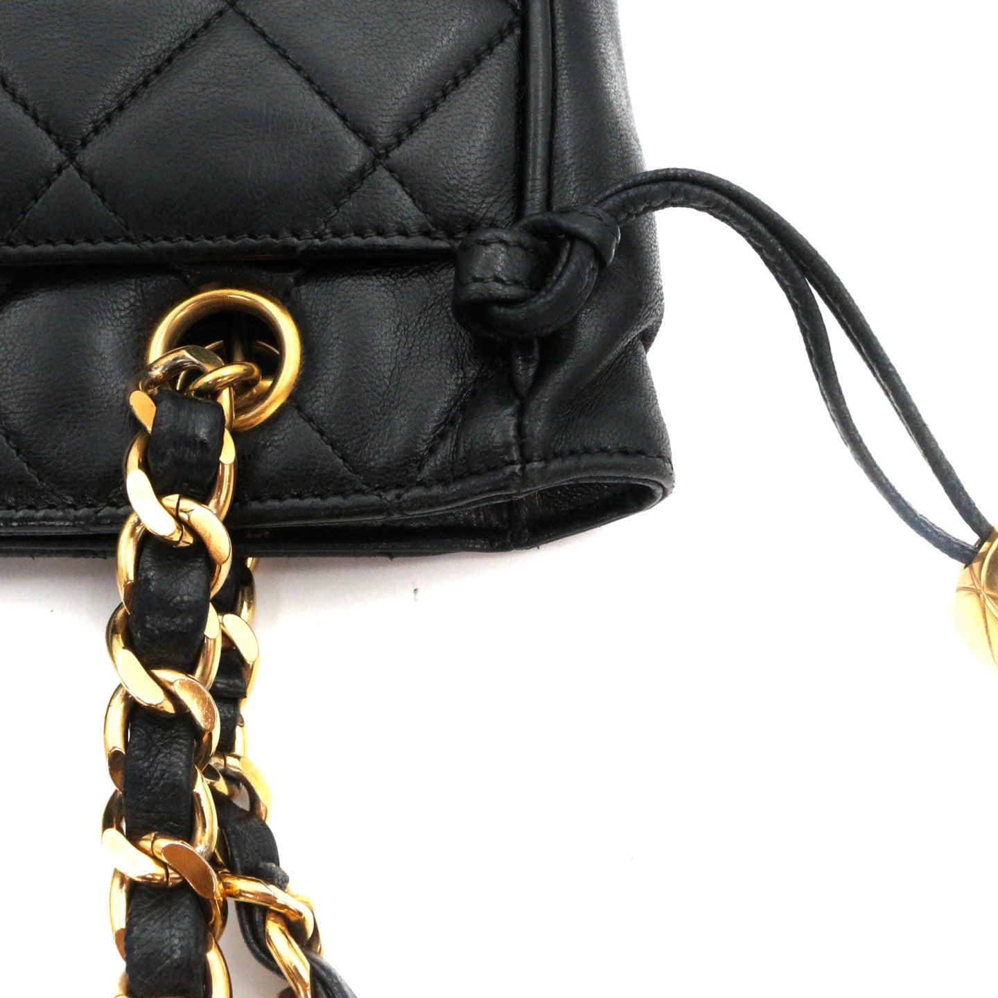CHANEL Black Lambskin Quilted Golden Ball Tote Shoulder Bag [Used]