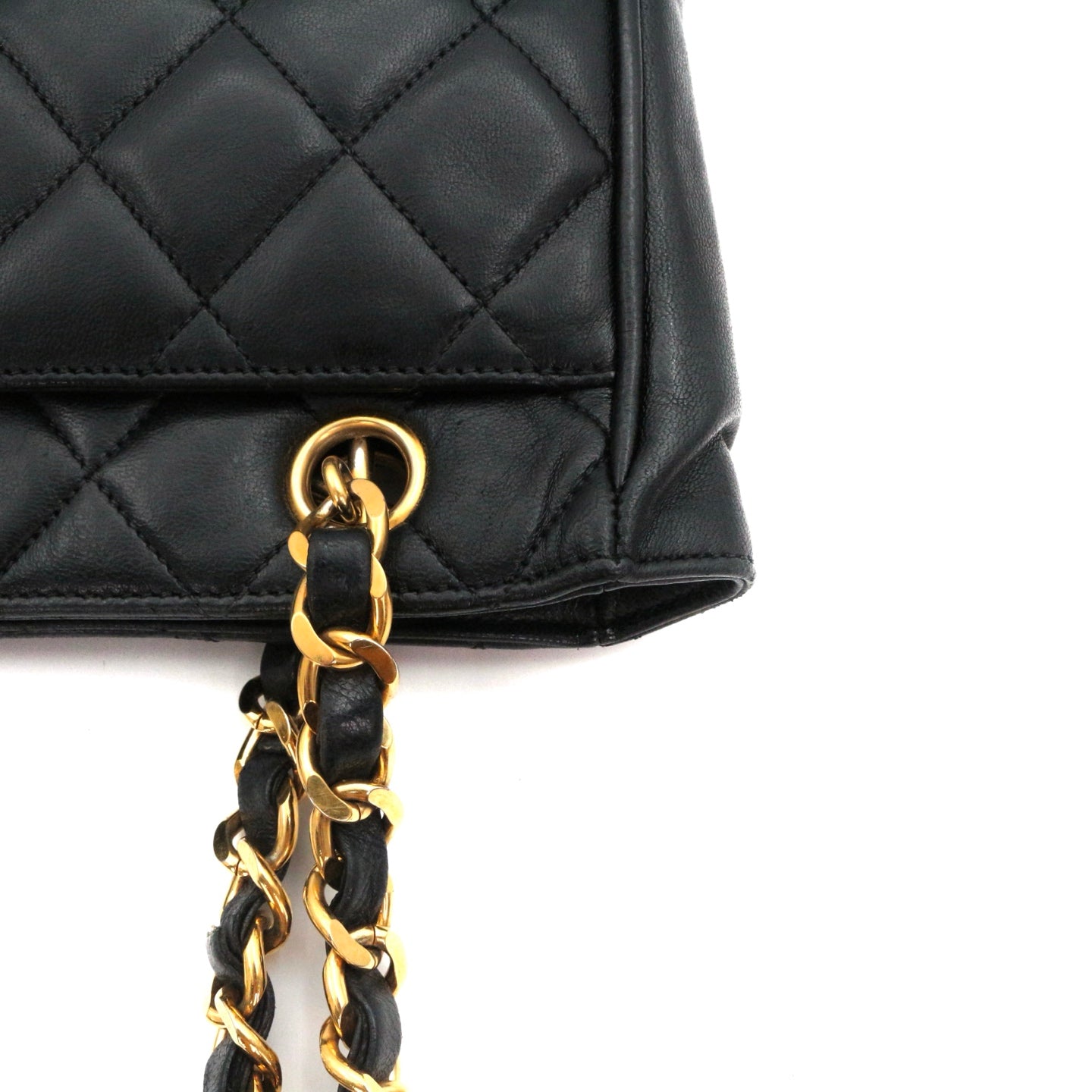 CHANEL Black Lambskin Quilted Golden Ball Tote Shoulder Bag [Used]