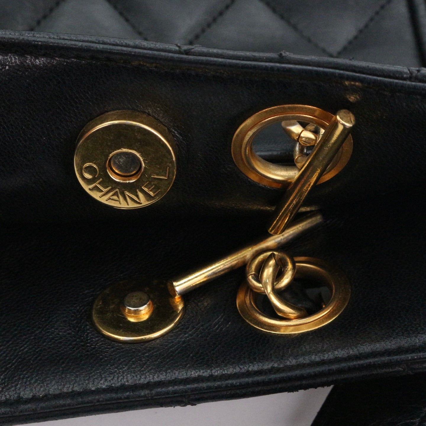 CHANEL Black Lambskin Quilted Golden Ball Tote Shoulder Bag [Used]
