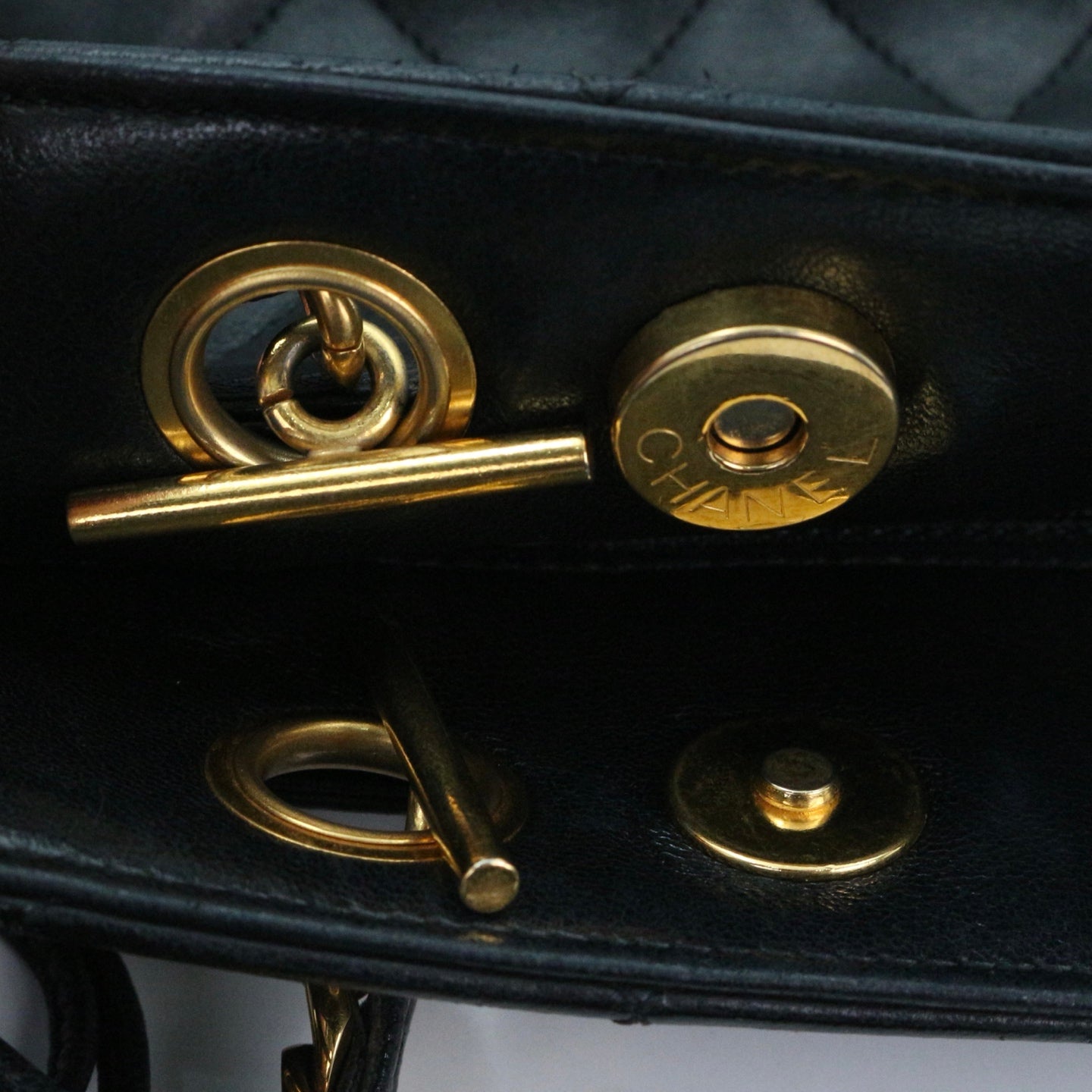 CHANEL Black Lambskin Quilted Golden Ball Tote Shoulder Bag [Used]