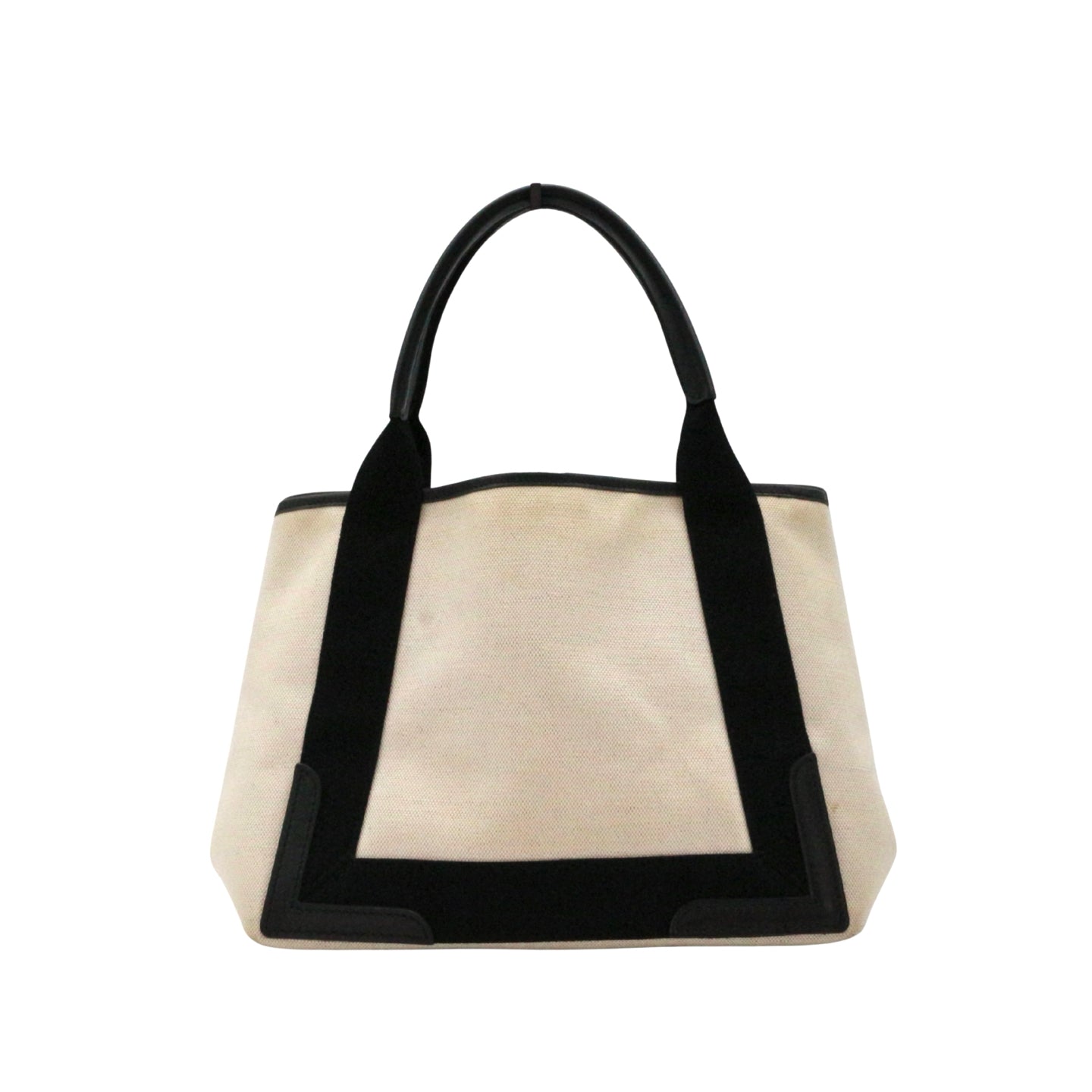 BALENCIAGA Small Navy Cabas Black & White Canvas Tote Bag with Pouch [Used]