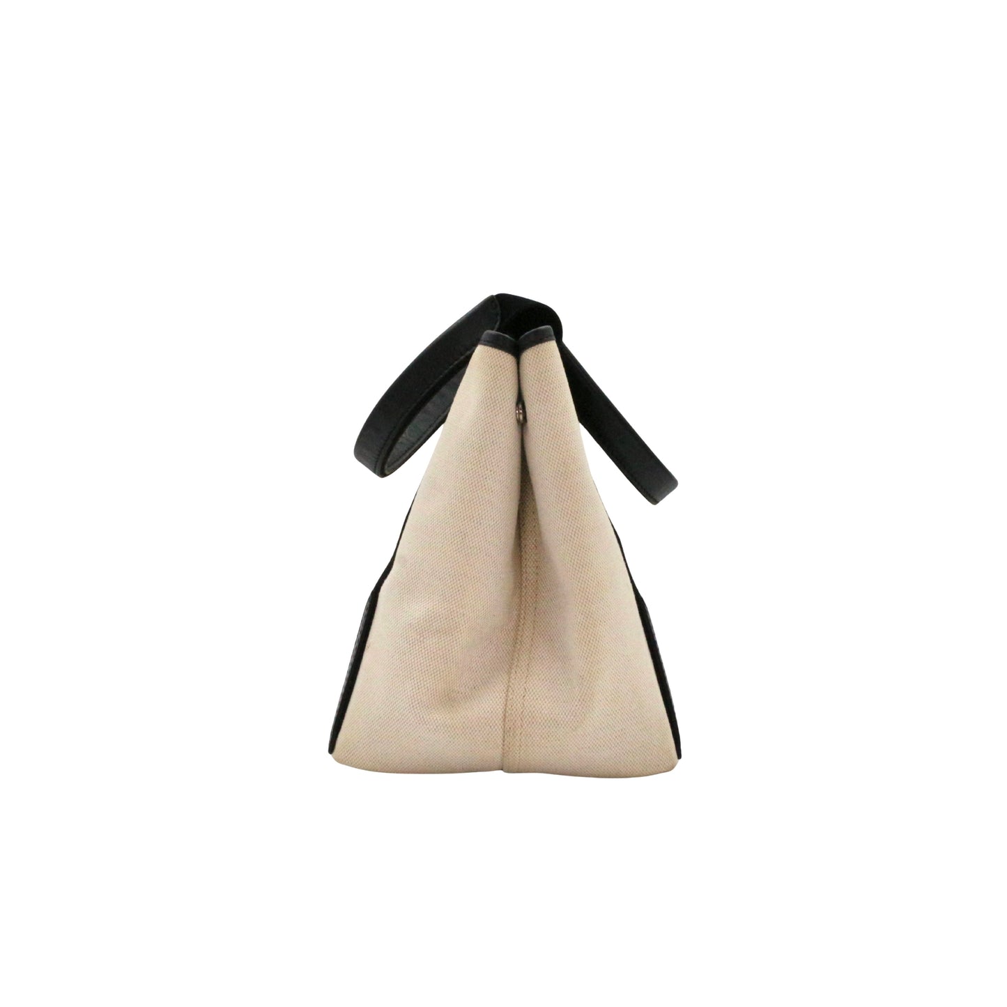 BALENCIAGA Small Navy Cabas Black & White Canvas Tote Bag with Pouch [Used]