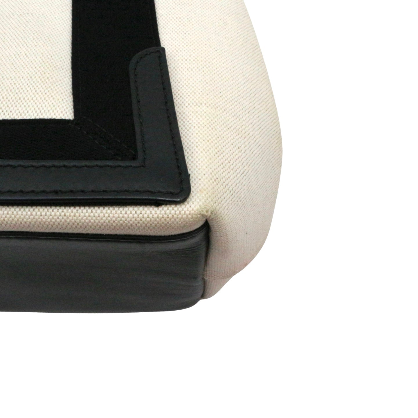 BALENCIAGA Small Navy Cabas Black & White Canvas Tote Bag with Pouch [Used]