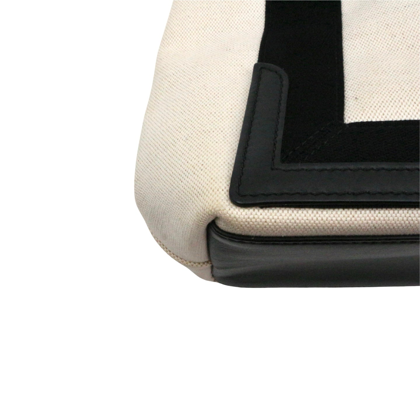 BALENCIAGA Small Navy Cabas Black & White Canvas Tote Bag with Pouch [Used]