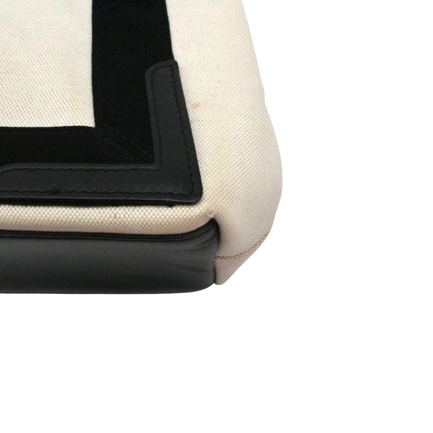 BALENCIAGA Small Navy Cabas Black & White Canvas Tote Bag with Pouch [Used]