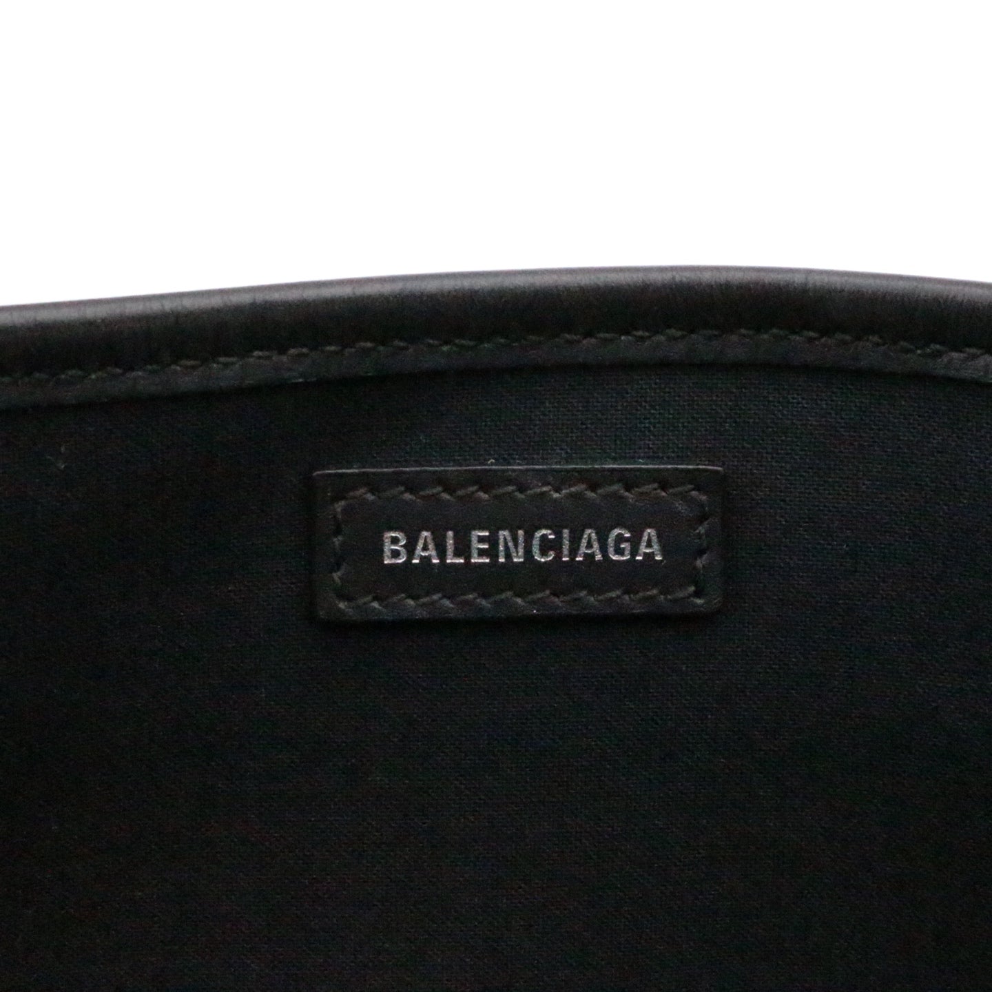 BALENCIAGA Small Navy Cabas Black & White Canvas Tote Bag with Pouch [Used]