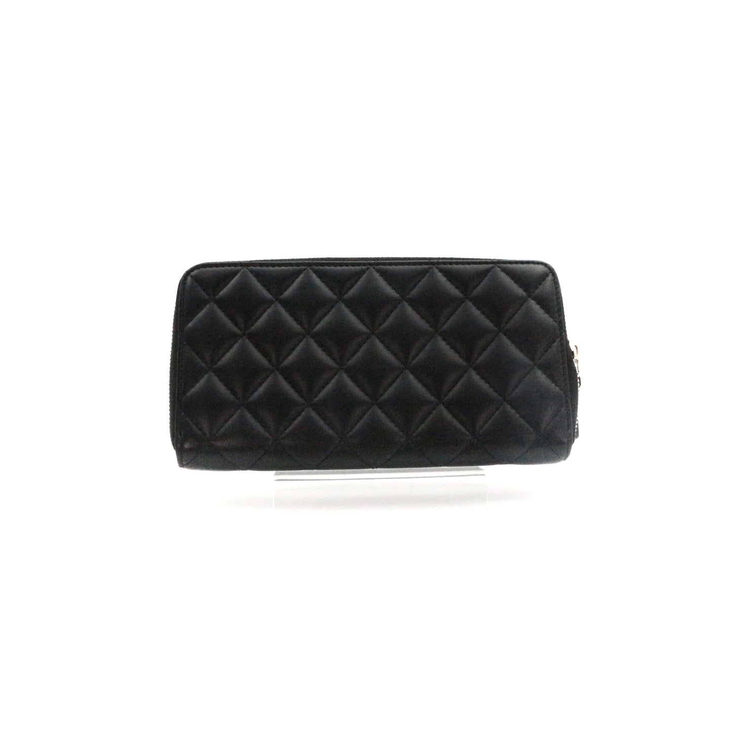 CHANEL Black Quilted Lambskin Zip-Around Long Wallet with Full Set [Used]