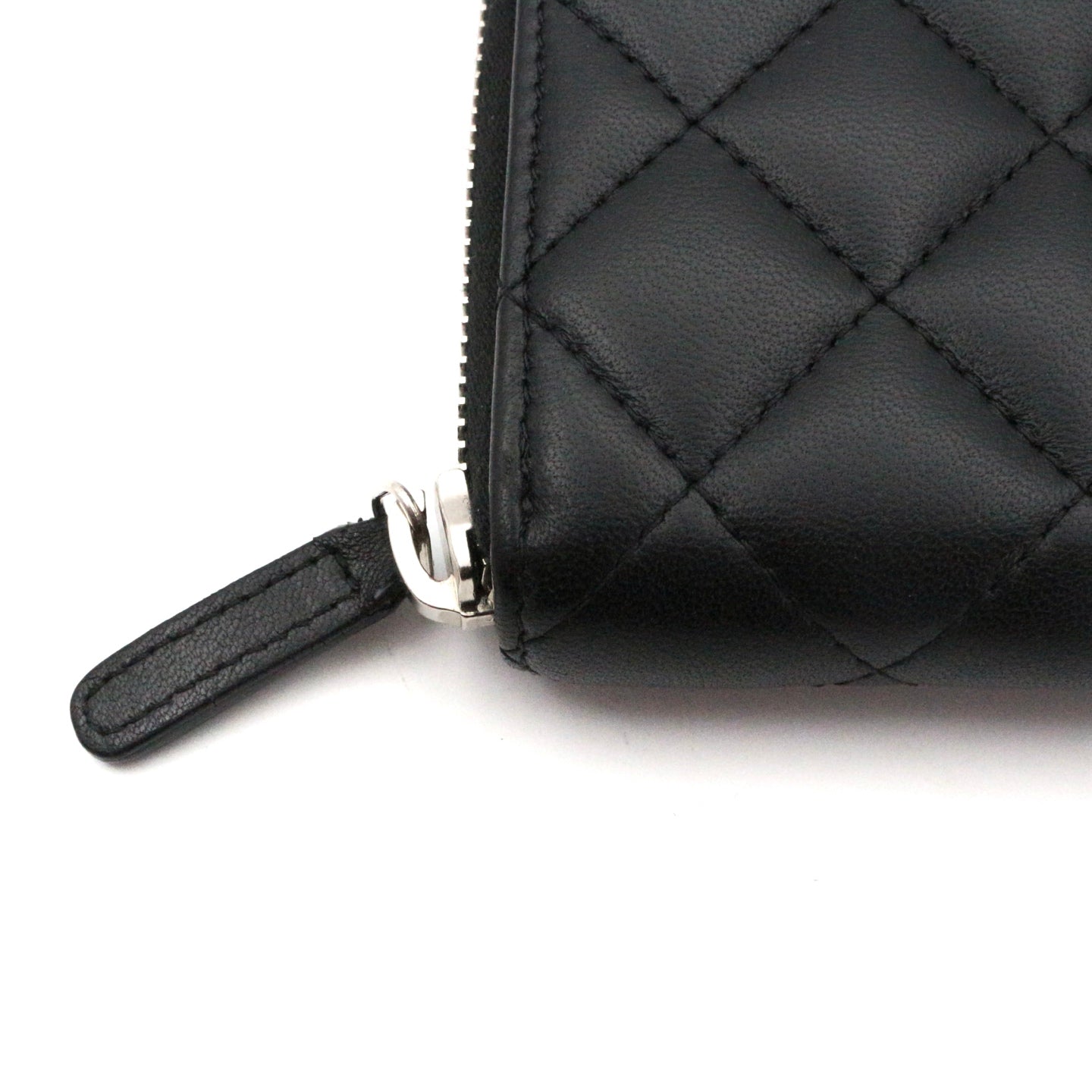 CHANEL Black Quilted Lambskin Zip-Around Long Wallet with Full Set [Used]