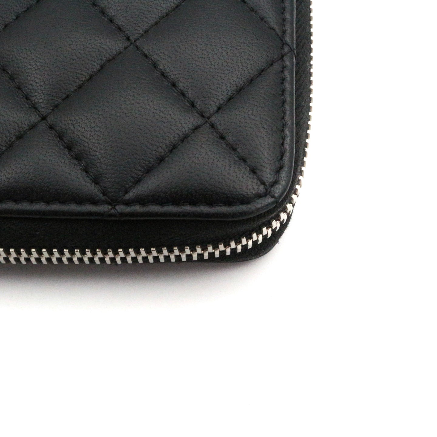 CHANEL Black Quilted Lambskin Zip-Around Long Wallet with Full Set [Used]