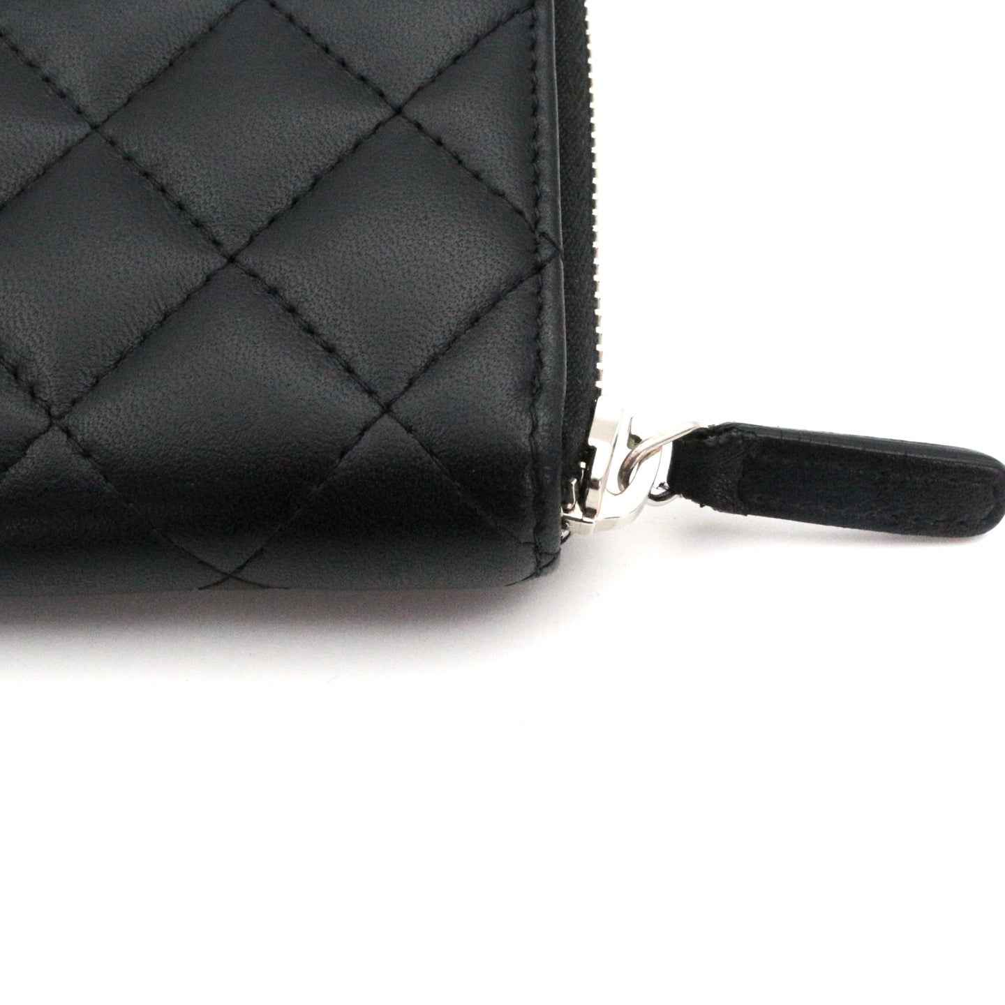 CHANEL Black Quilted Lambskin Zip-Around Long Wallet with Full Set [Used]