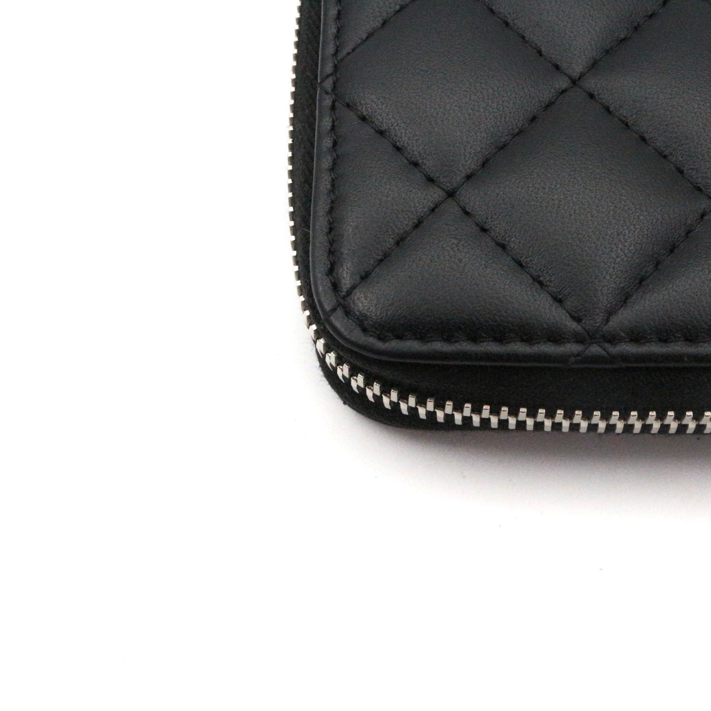CHANEL Black Quilted Lambskin Zip-Around Long Wallet with Full Set [Used]
