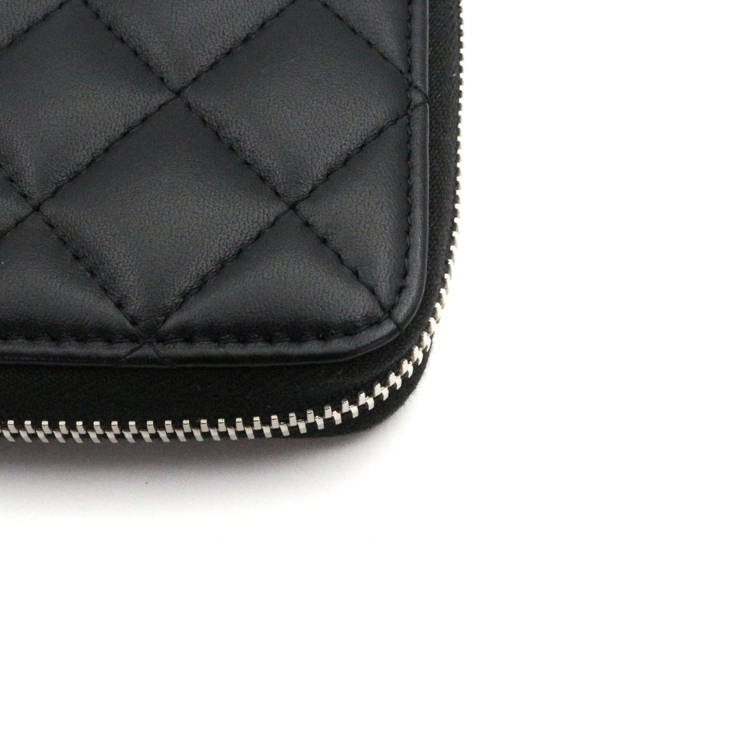 CHANEL Black Quilted Lambskin Zip-Around Long Wallet with Full Set [Used]